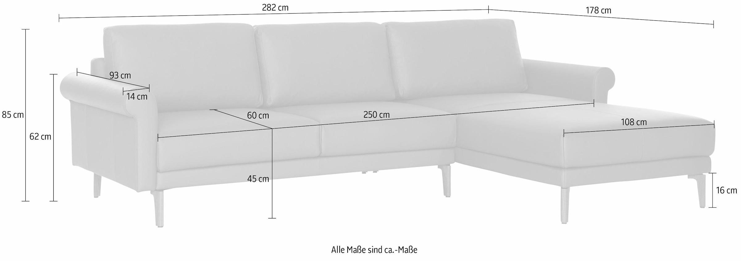 Creation BY ROLF BENZ Ecksofa »CR.450, Designecksofa, Polsterecke, L-Form, 282/178 cm (B/T)« abgerundete Armlehne Schnecke, modern Landhaus, Leder oder Chenille