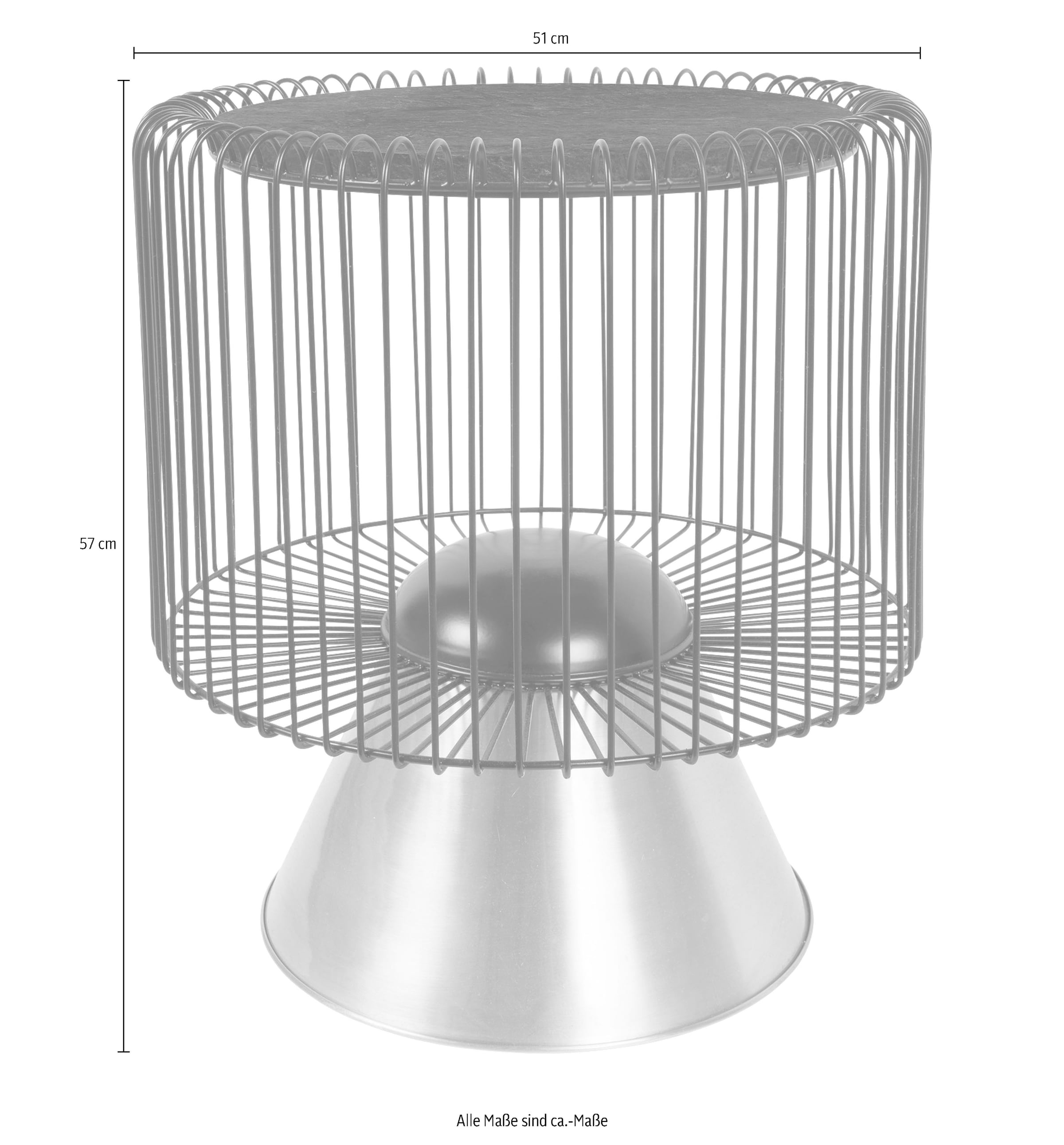 Kayoom Beistelltisch »Malibu 125, Runde Platte aus original Marmor, pflegeleicht«, (1 St.), ø-Marmorplatte: ca. 40 cm, angesagtes Metalldesign, pflegeleicht