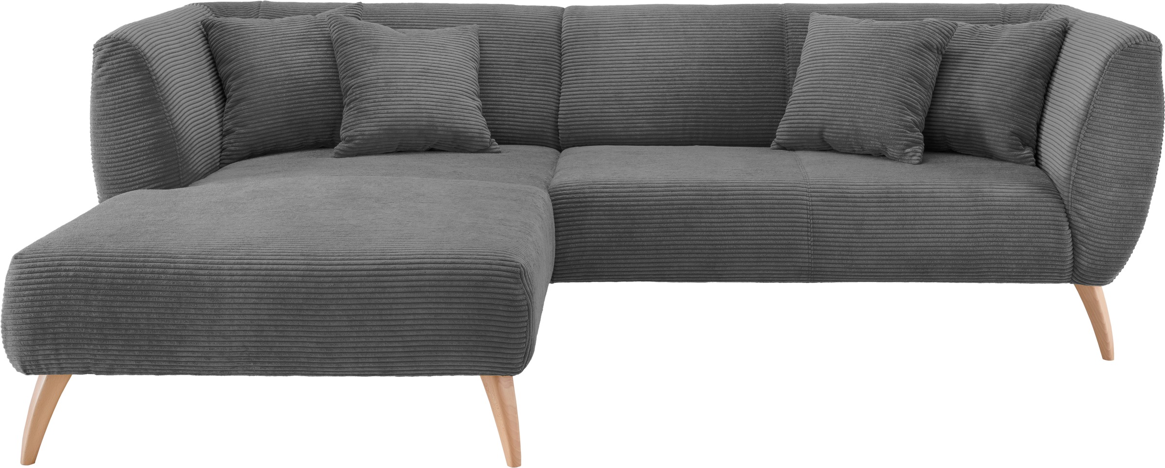 INOSIGN Ecksofa »Colori L-Form«, Holzfussfarbe wählbar, inkl. 4x Zierkissen