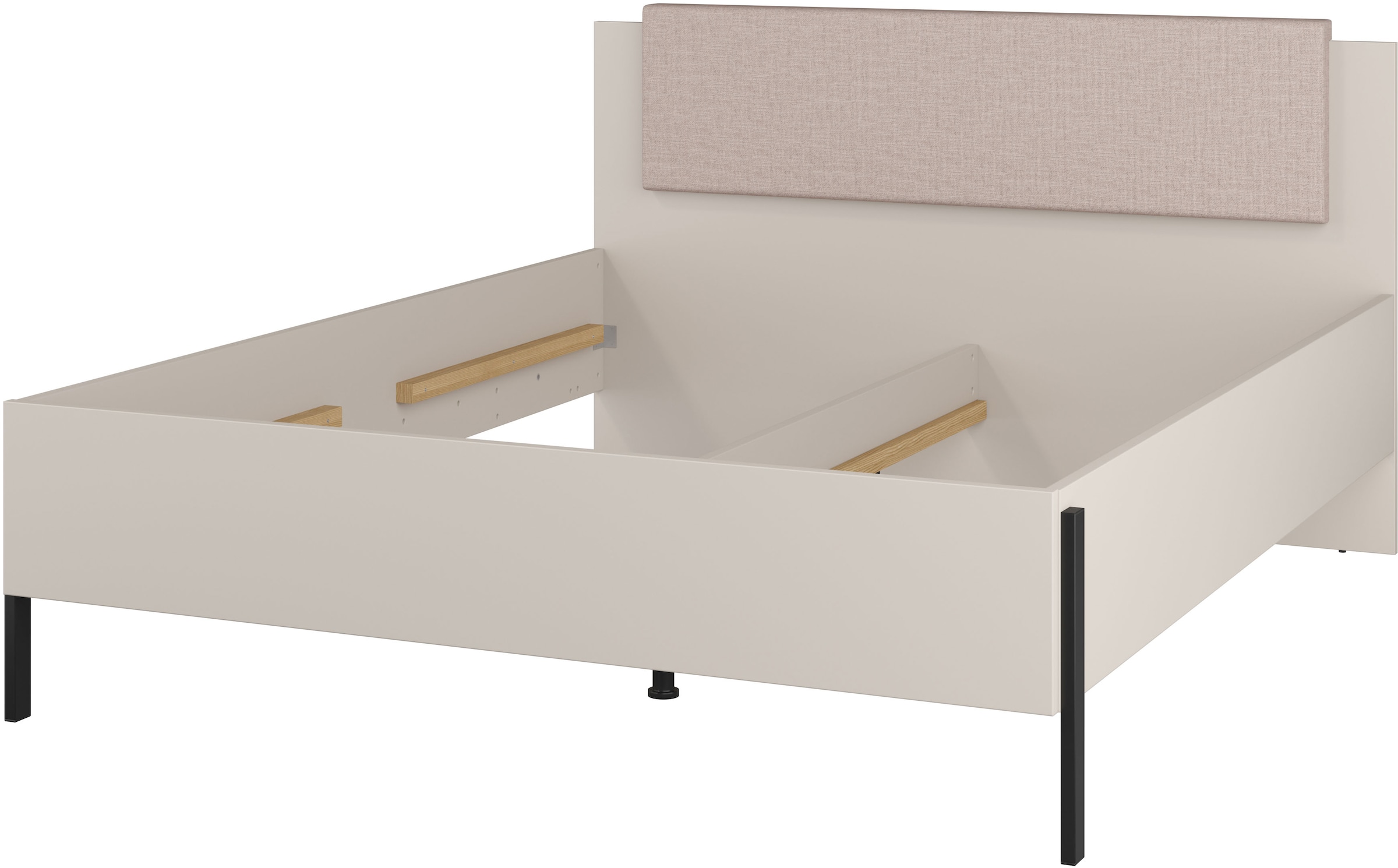 Home affaire Bett »Jukon, mit gepolstertem Kopfteil, Füsse aus Metall, modernes Design«, (3 Breiten:100cm, 160cm und 180cm), in drei Grössen, perfekt auch als Jugendbett