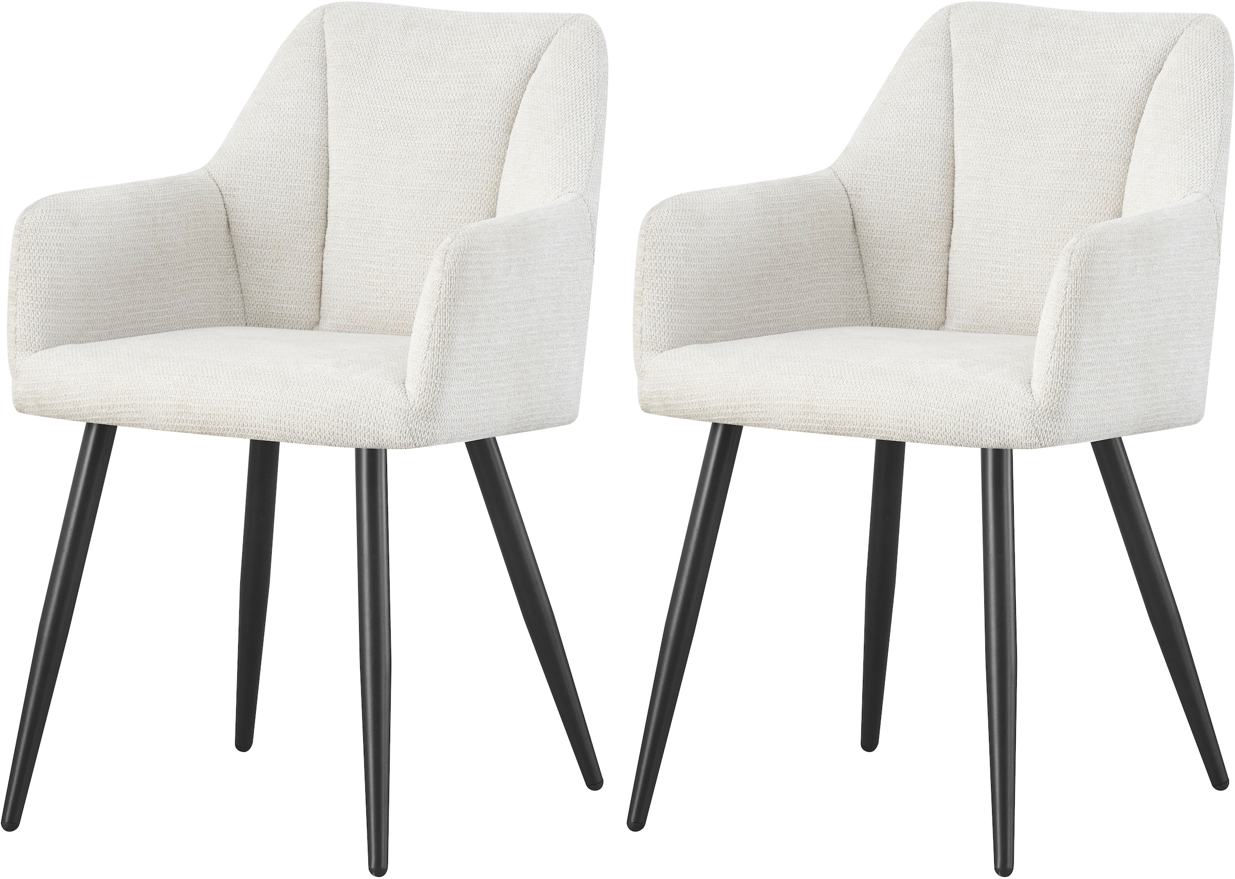 Home affaire Esszimmerstuhl »MILTON, 2er Set, mit Metallgestell in matt schwarz« (Set) 2 Stk.in verschiedenen Farben, Belsatbarkeit pro Stuhl 120 kg, mit Armlehne