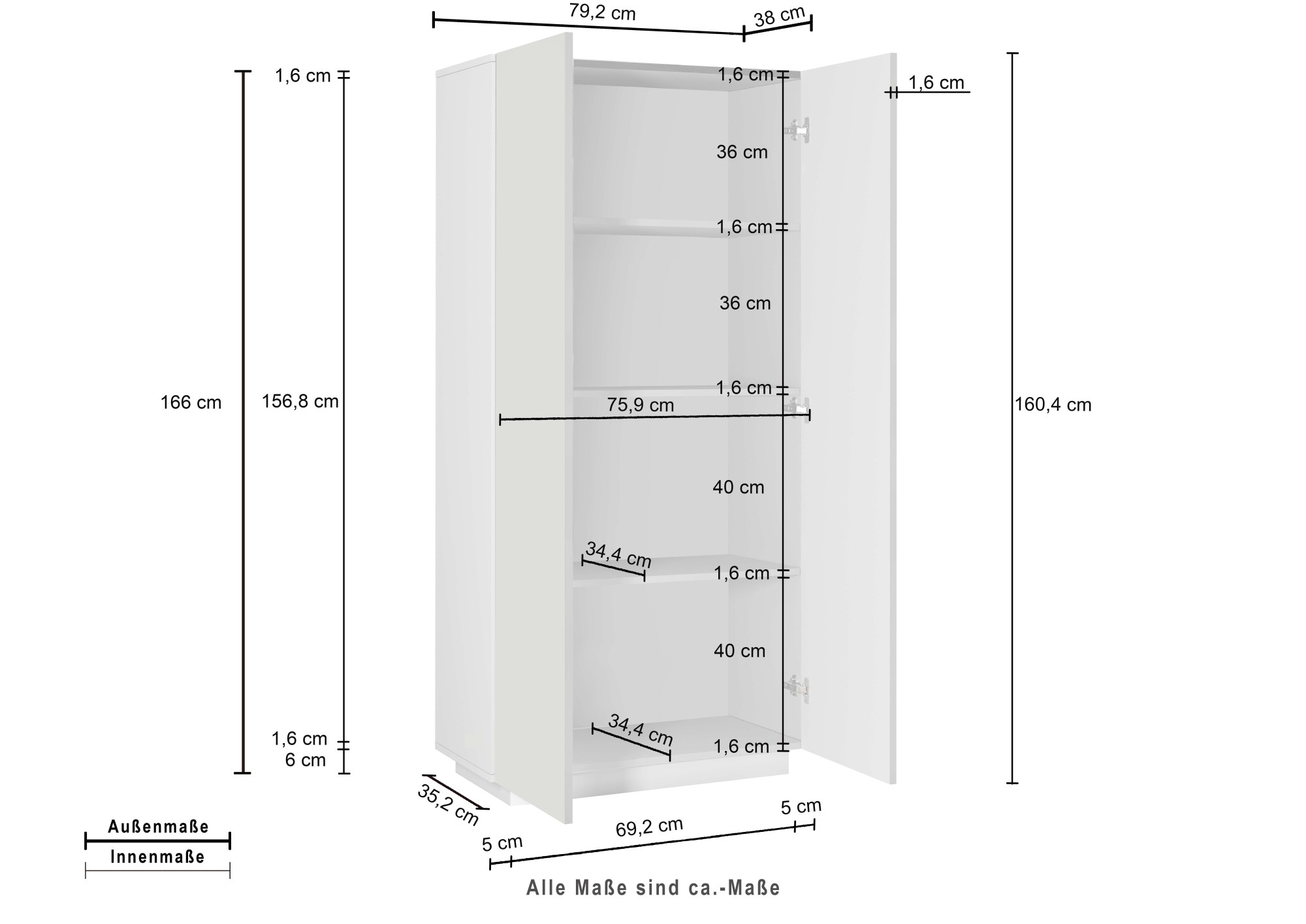 Home affaire Armoire de classement »Coro, Mehrzweckschrank, Büroschrank mit 2 Türen« & verstellbare Einlegeböden, Höhe 86 oder 166 cm, Made in Italy