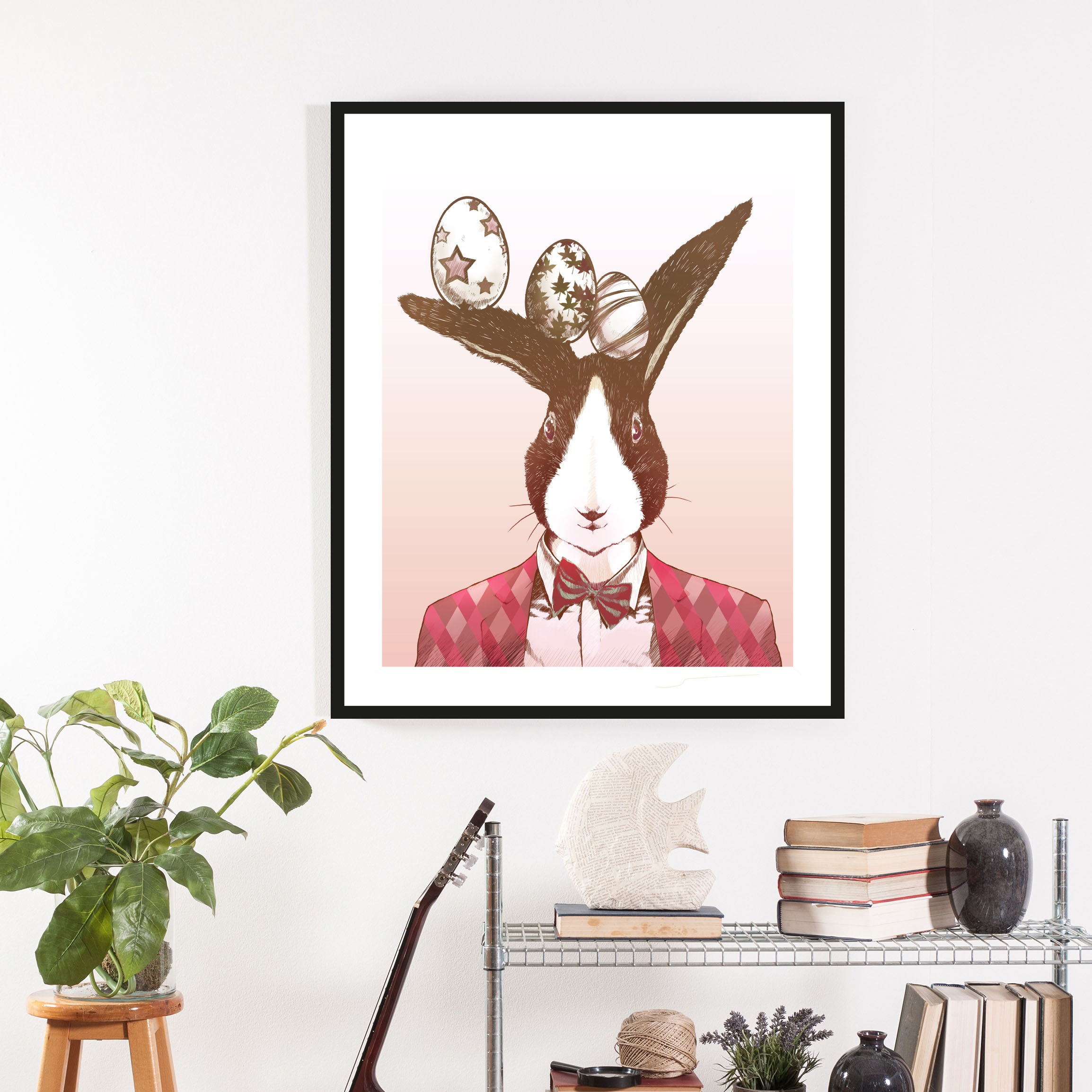 queence Bild »Aferno«, Hase-Hasen-Haustiere-Kunst-Ostern, (1 St.), mit Rahmen, weiss