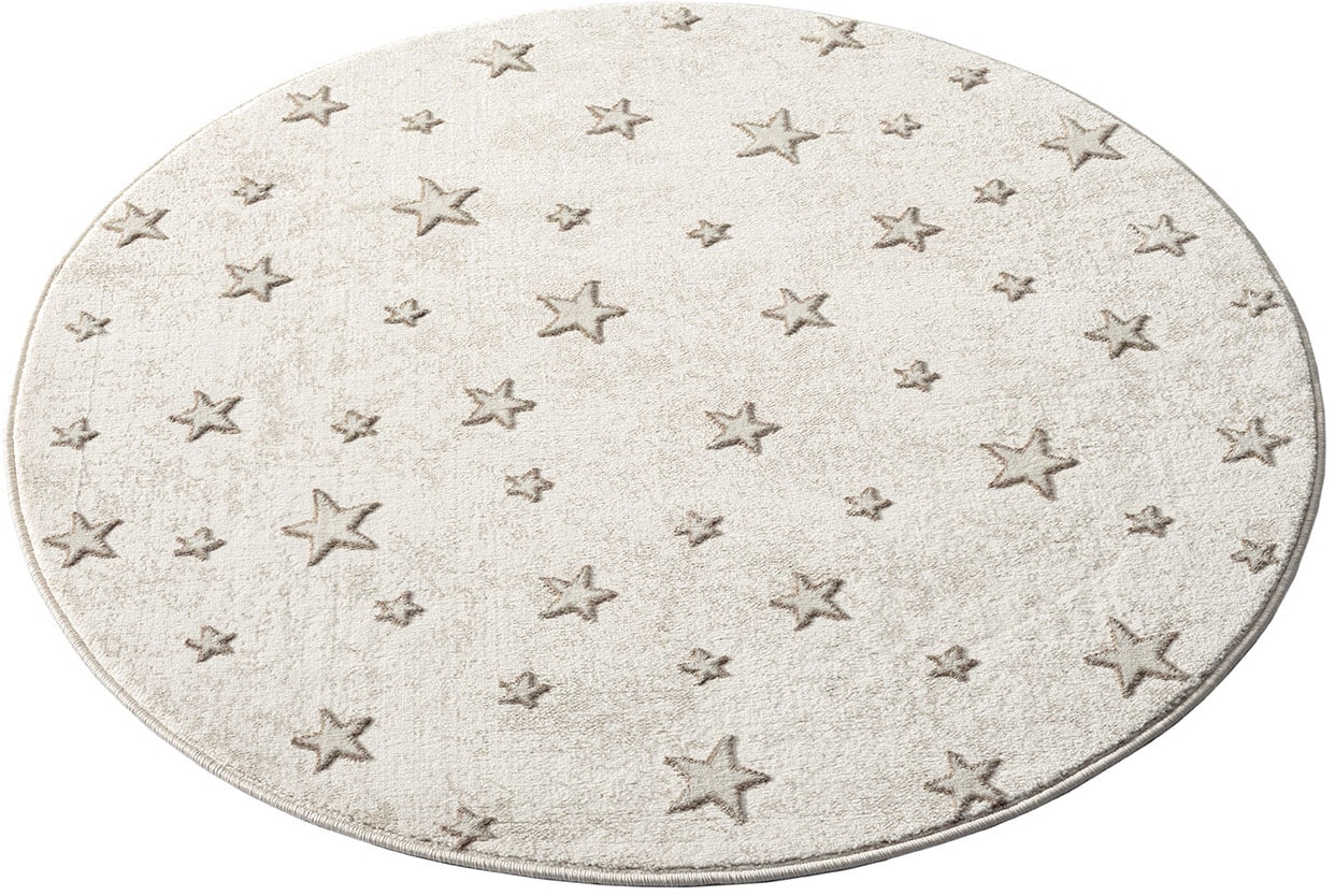 Carpet City Kinderteppich »MARA725«, rund, Kinderzimmer Teppich Sterne Beige Spielzimmer