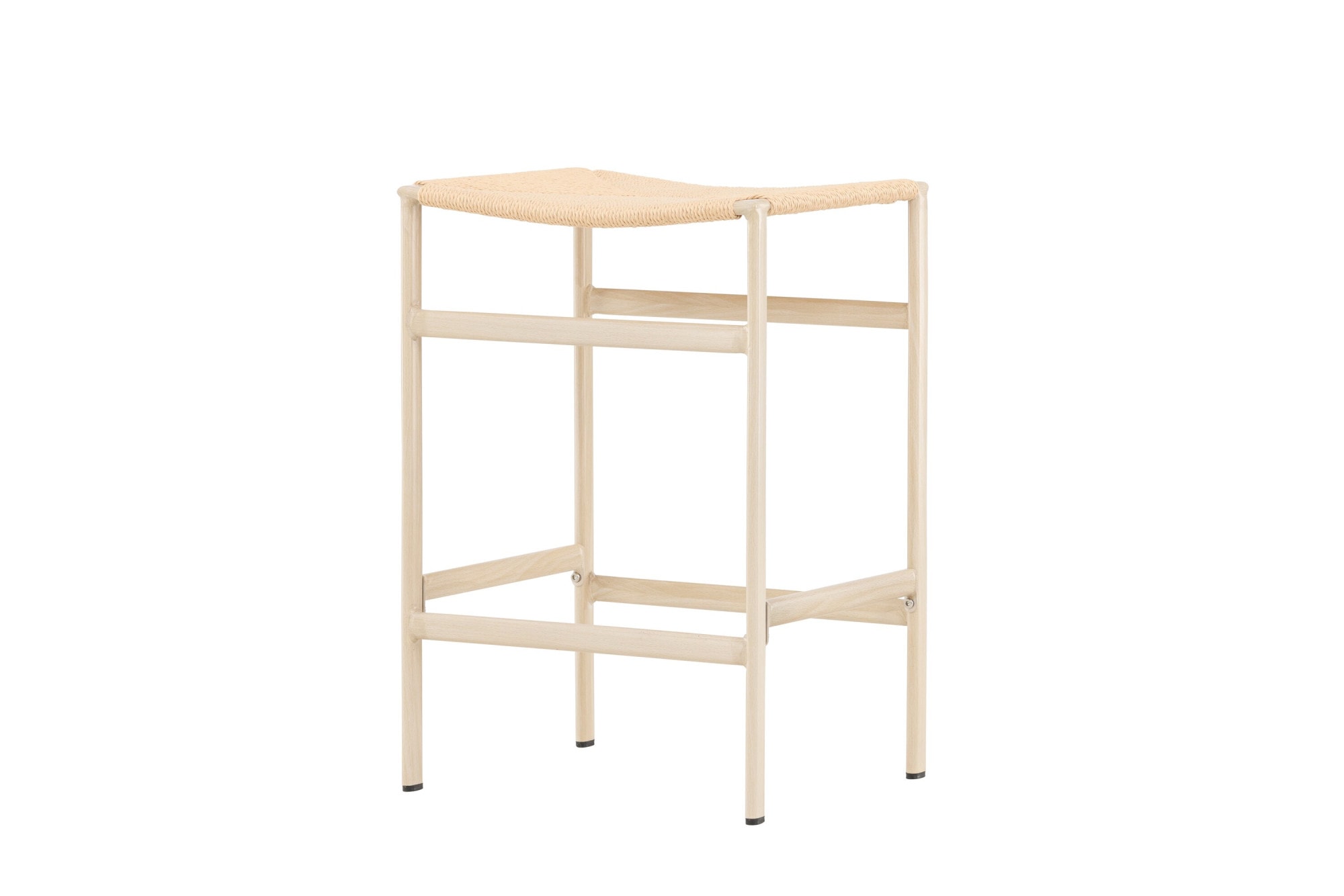 Venture Home Tabouret de bar »Polly, 2er-Set Barhocker mit Seil-Sitz, Stahlbeine, 120 kg« Ensemble, 2 cuis tlg. tabouret de bar, tresser, bois de caoutchouc, cadre en acier, bohème