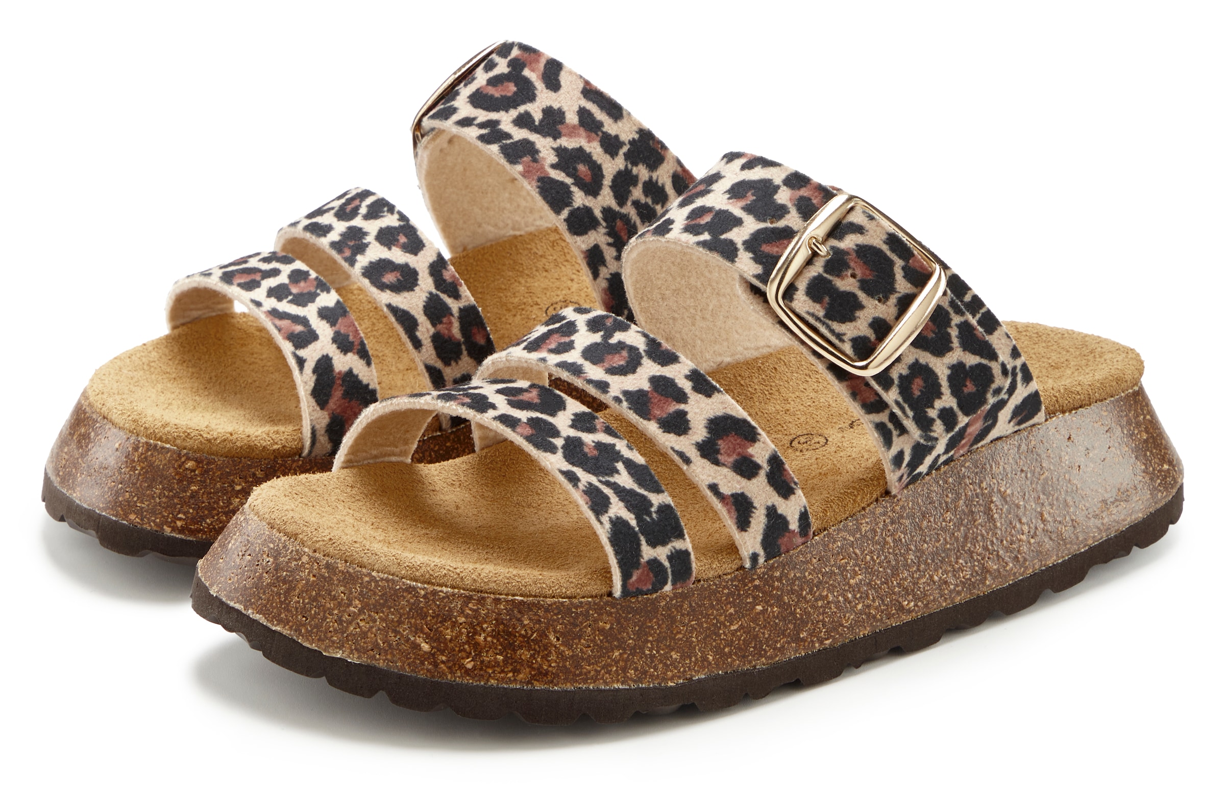 Image of French Connection Pantolette "Mule, Sandale, offener Schuh, Sommerschuhe" aus Leder mit Korkfussbett und Plateausohle