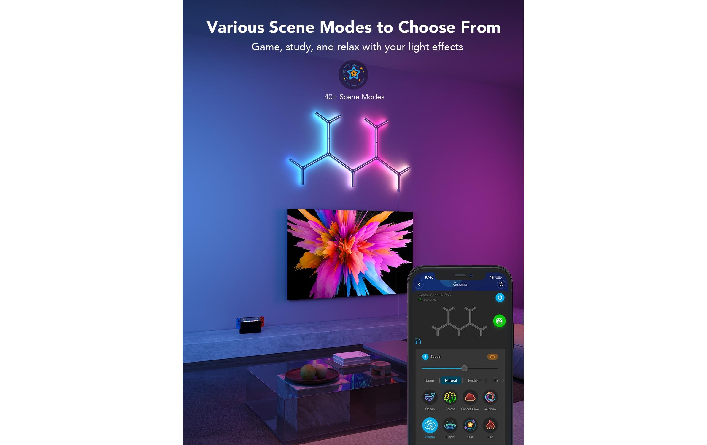 LED Pendelleuchte »Govee Panelleuchte Y-Leuchten Glide, 7 Stück, RGBIC, Wi-Fi + BT«
