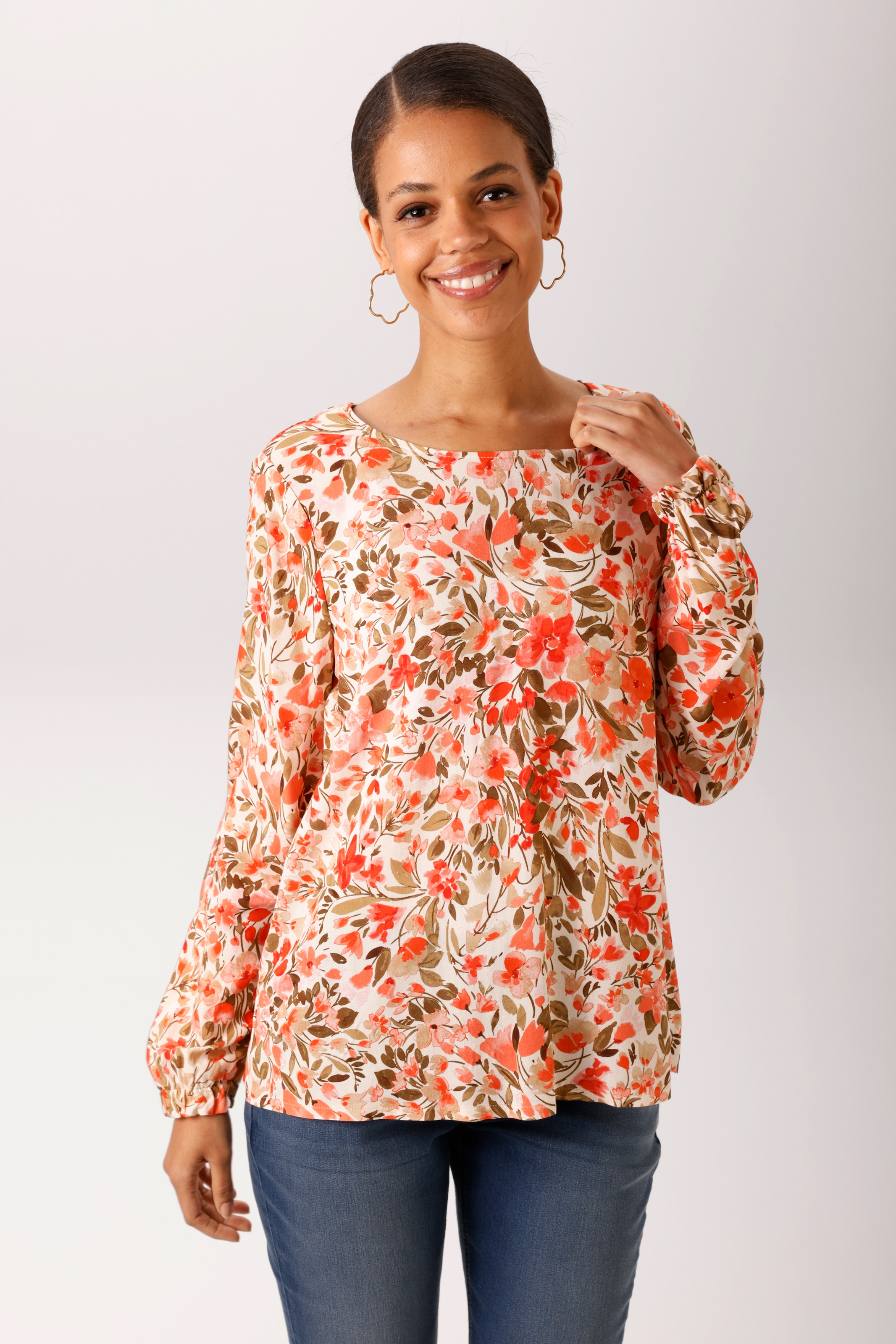 Image of Aniston CASUAL Schlupfbluse mit farbharmonischem Blumendruck - NEUE KOLLEKTION