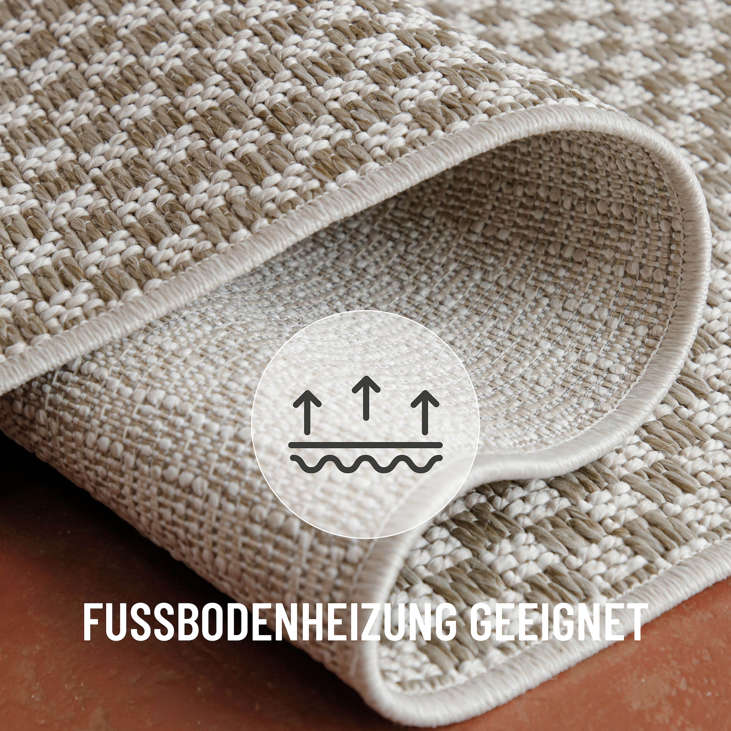 Wecon home Teppich »Miami South Beach« rund 5 mm Höhe In- & Outdoor Teppich, wetterfest, kariert, Balkon, pflegeleicht