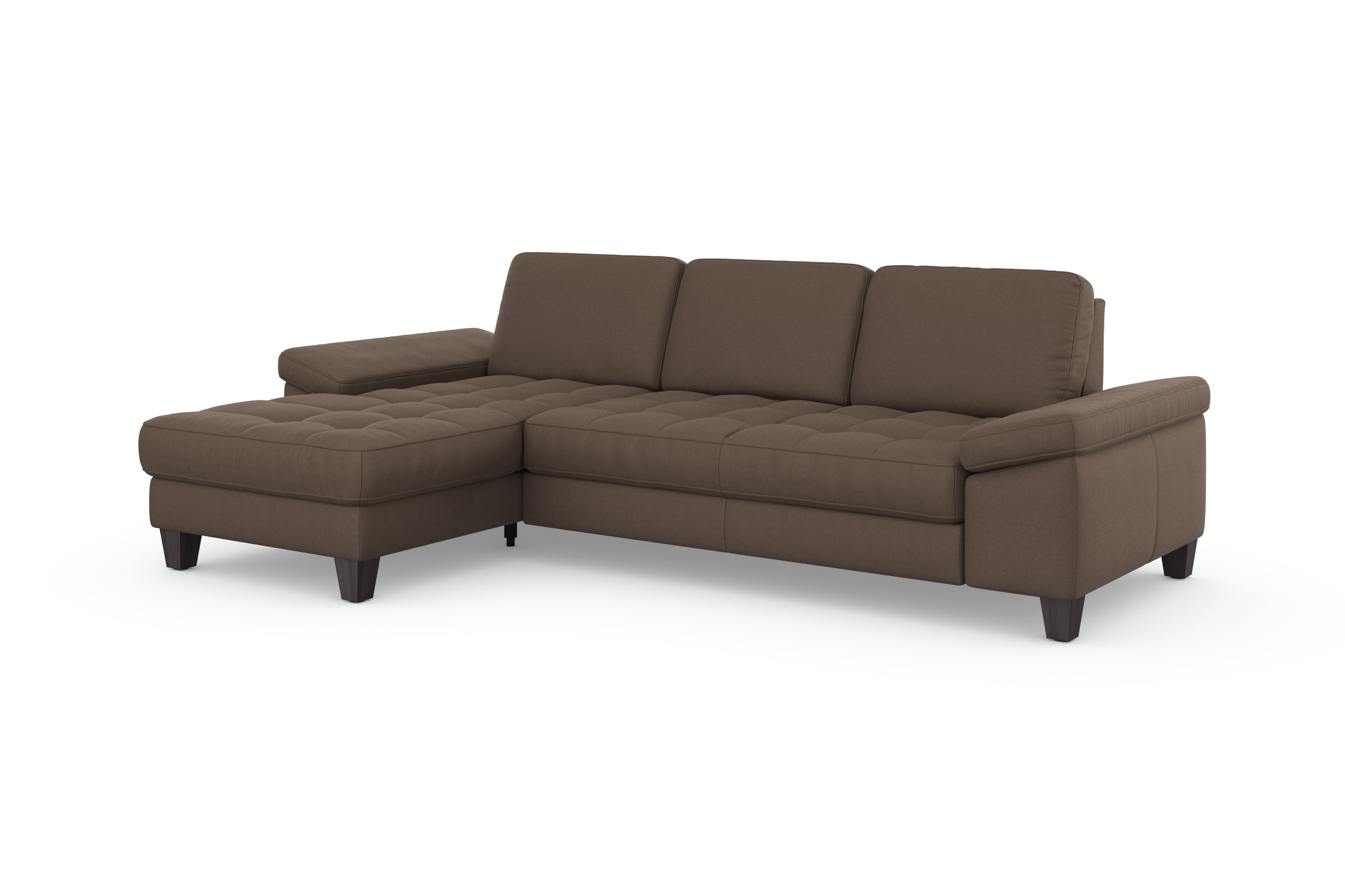 sit&more Ecksofa »Westham L-Form« Recamiere, mit oder ohne Bettfunktion, Bettkasten, Füsse wengefarben