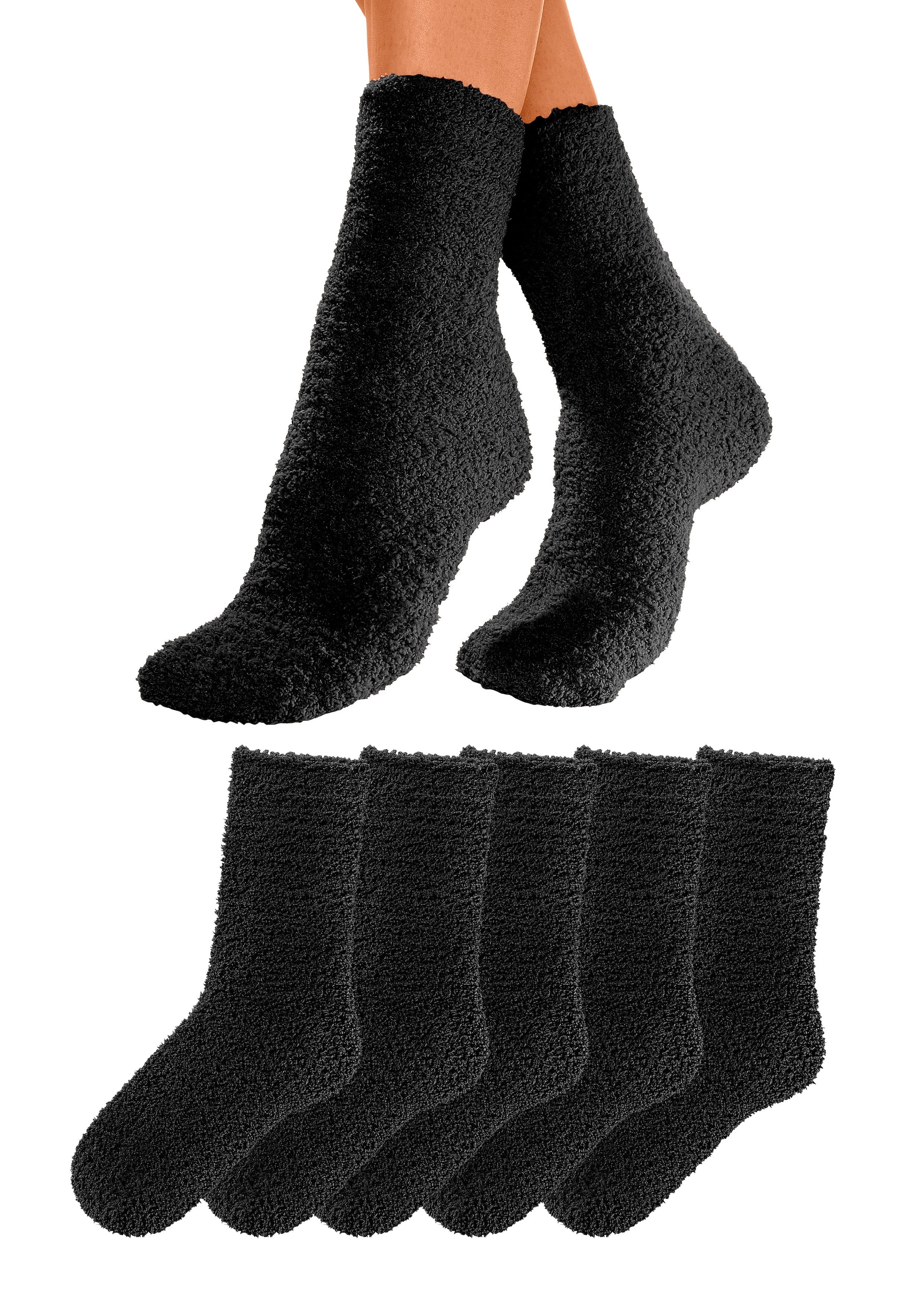 Lavana Kuschelsocken, (Set, 5 Paar), ideal als Hausschuhersatz