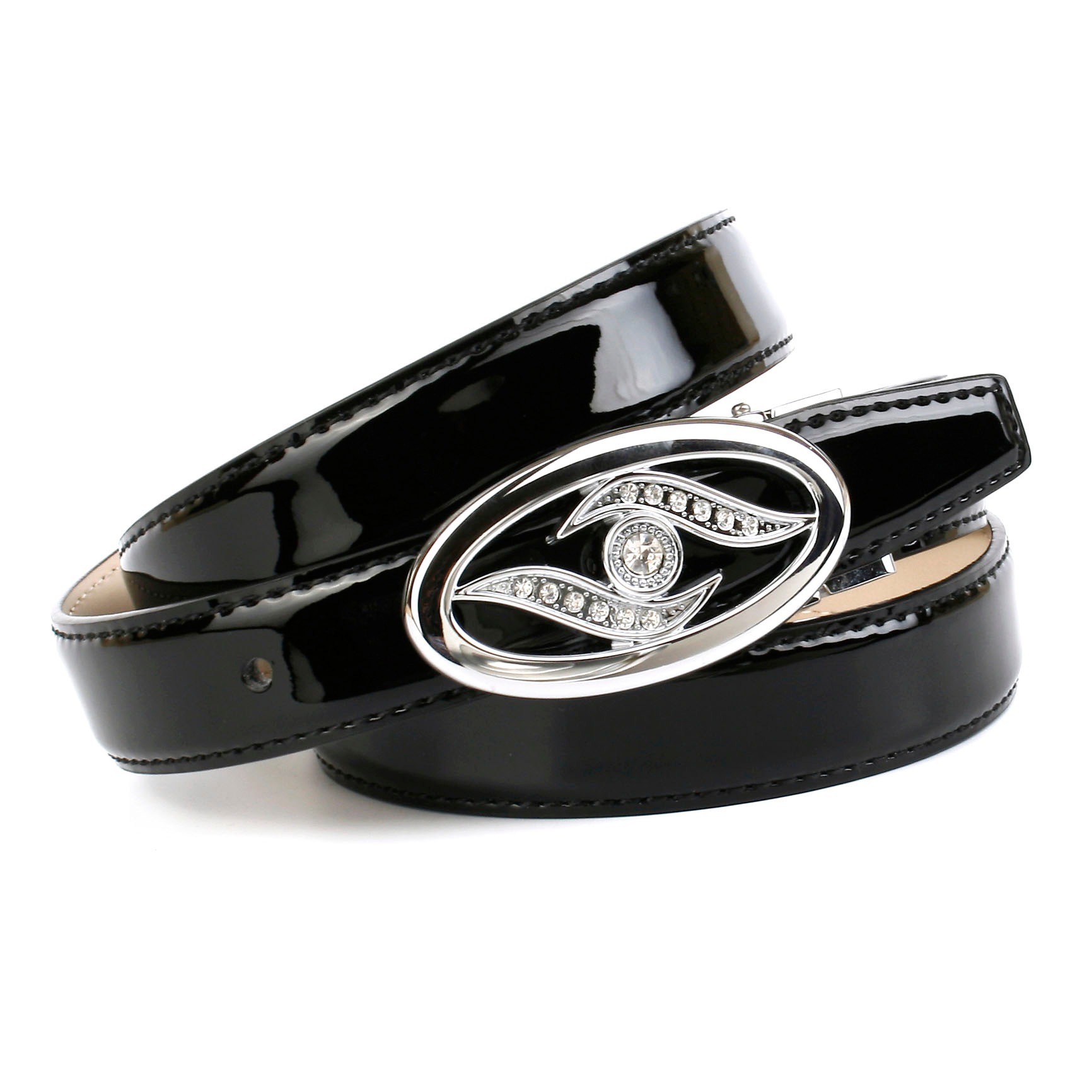 Image of Anthoni Crown Ledergürtel, Schmaler Lackledergürtel, bombiert bei Ackermann Versand Schweiz