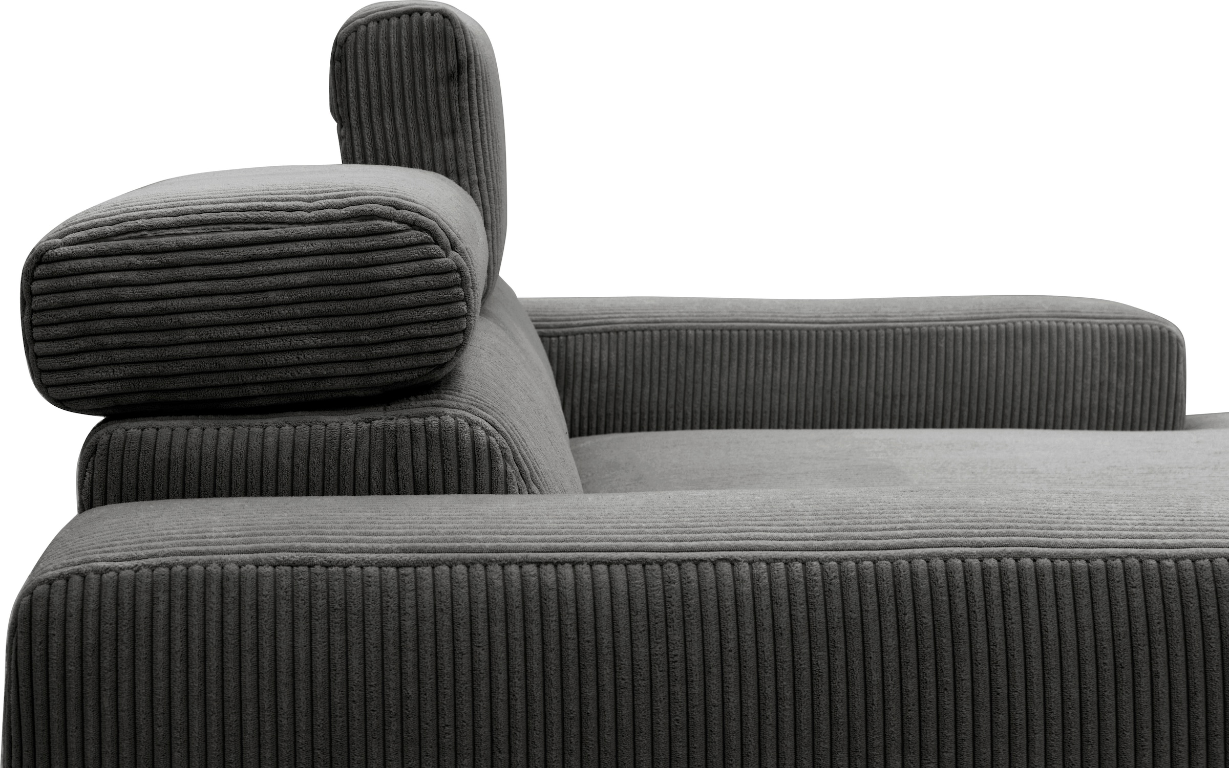 DOMO collection Ecksofa »Brandon B/T: 214/175 cm, belastbar bis 140kg/ Sitz, L-Form«, Cord, grau