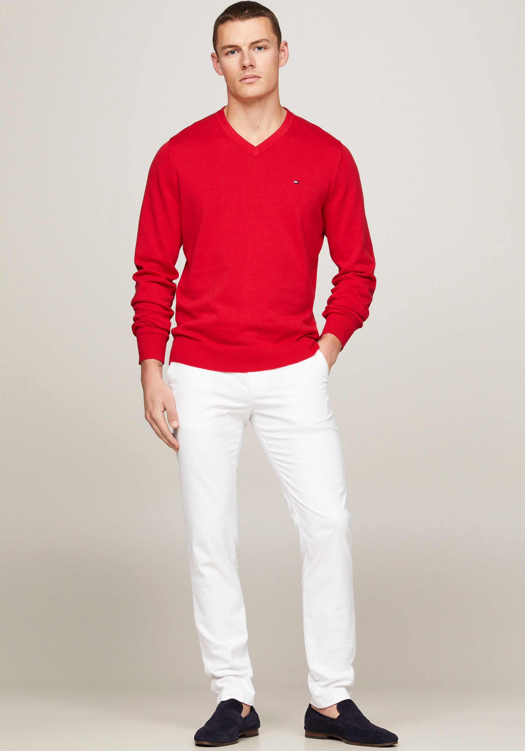 Tommy Hilfiger V-Ausschnitt-Pullover »CLASSIC COTTON V NECK«