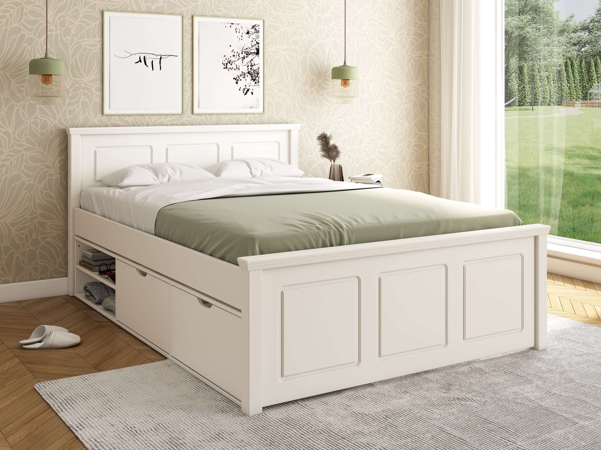 GOODproduct Stauraumbett »Svea, Bett, teilmassiv, funktional« B/T/H: 150/211/93 cm,  inklusive Lattenrost, Bettschubkasten, FSC® zertifiziert