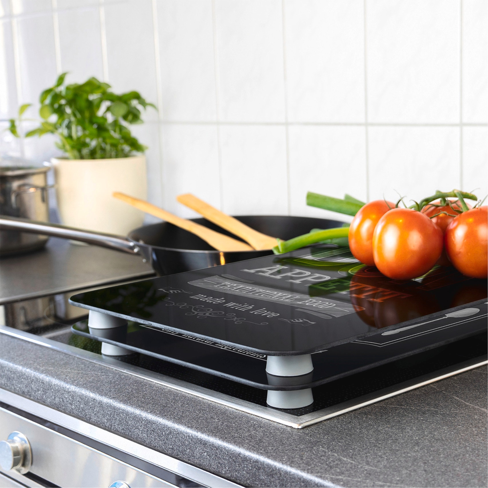 WENKO Herd-Abdeckplatte »Universal Modell Bon Appetit«, (Set, 2 tlg.), Herdabdeckung für alle Herdarten, kratzfest, mit rutschfesten Füssen