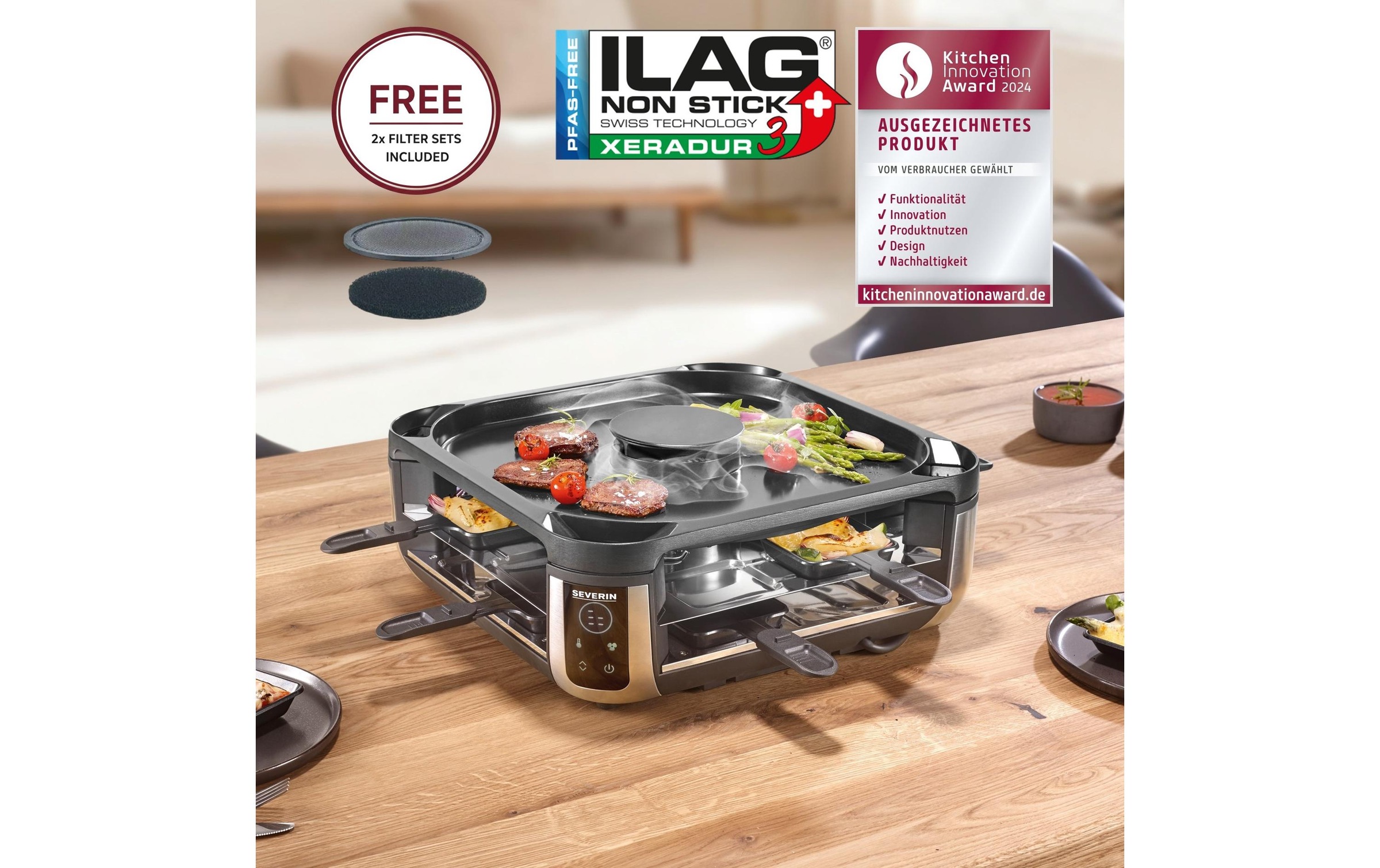 Severin Raclette »RG 2379 Smokeless 8 Personen« 8 cuis Raclettepfännchen 1.900 W