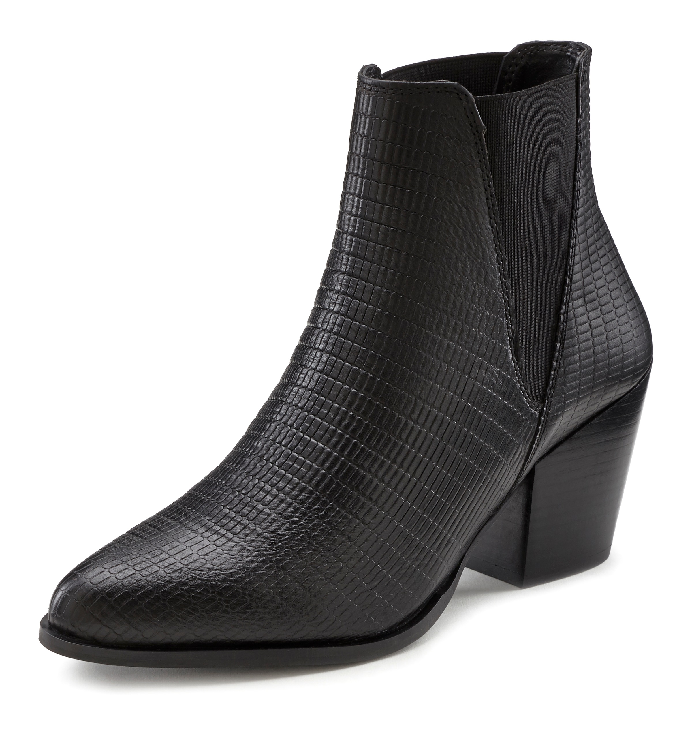 Image of LASCANA Stiefelette, Chelsea Boots aus Leder in modischer Kroko Optik mit spitzer Form bei Ackermann Versand Schweiz