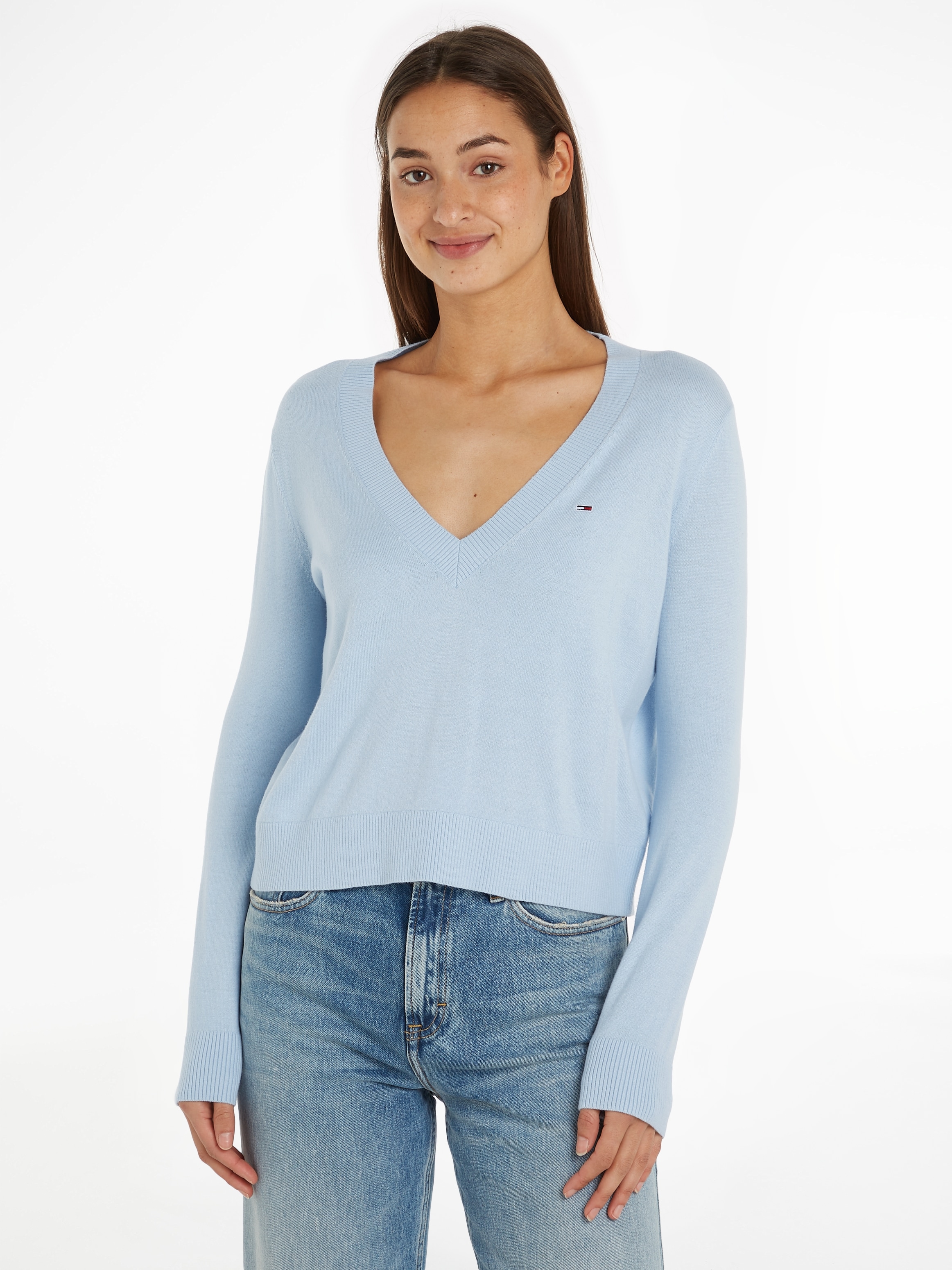 Tommy Jeans Curve V-Ausschnitt-Pullover »TJW ESSENTIAL VNECK SWEATER EXT«