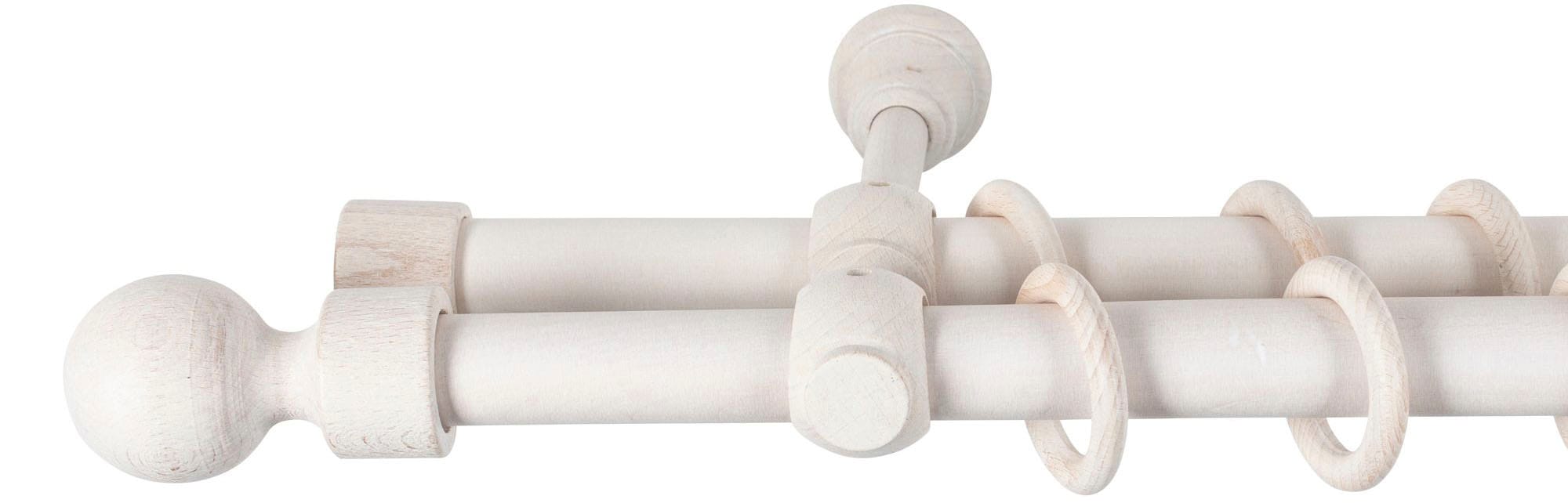 SN DECO GROUP Gardinenstange »Giro«, 2 läufig-läufig, Fixmass, 28 mm, Holz, verschiedene Längen und Farben, Komplettset