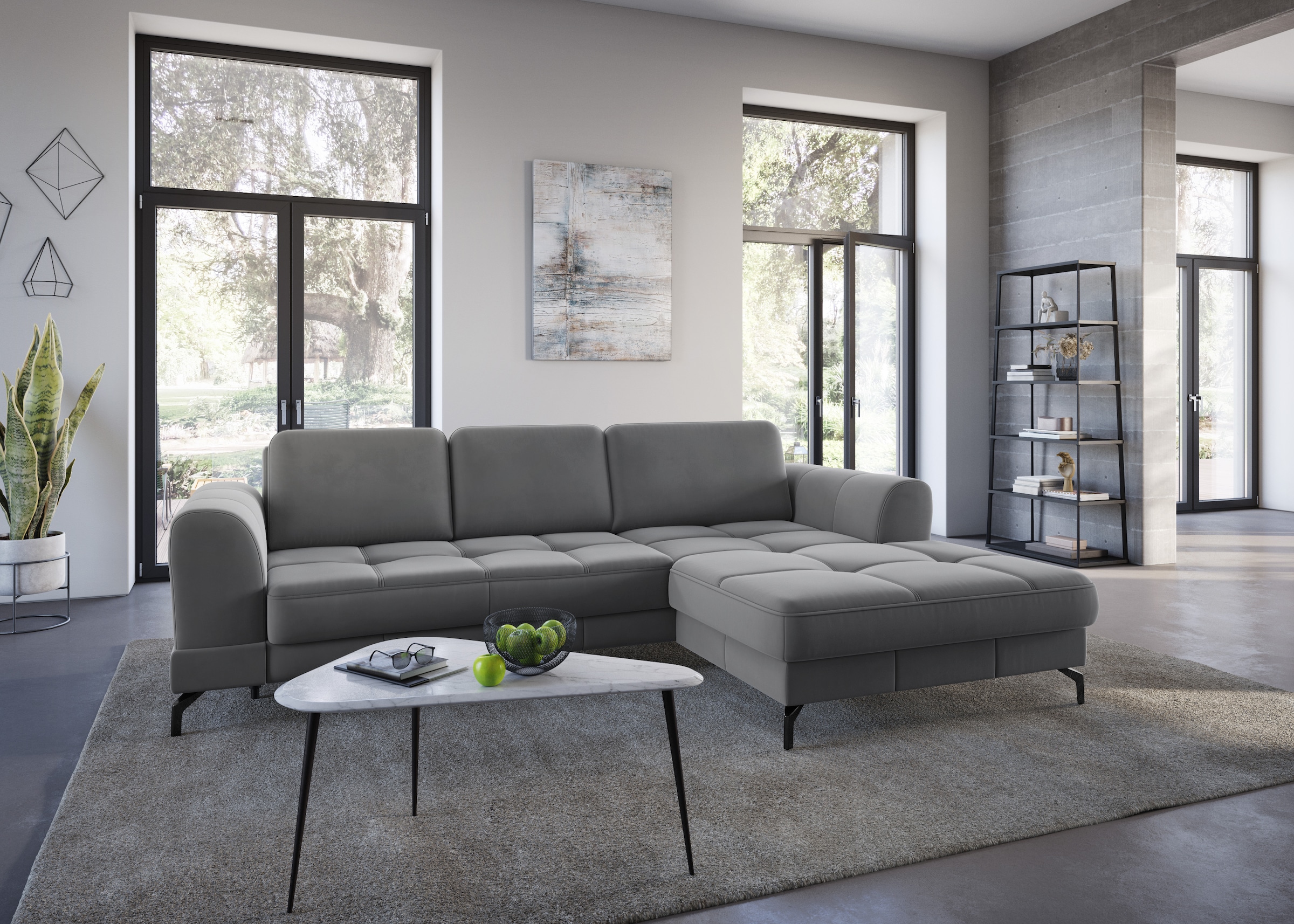 sit&more Ecksofa »Bendigo L-Form« inklusive Sitztiefenverstellung, Bodenfreiheit 12 cm, in 2 Fussfarben