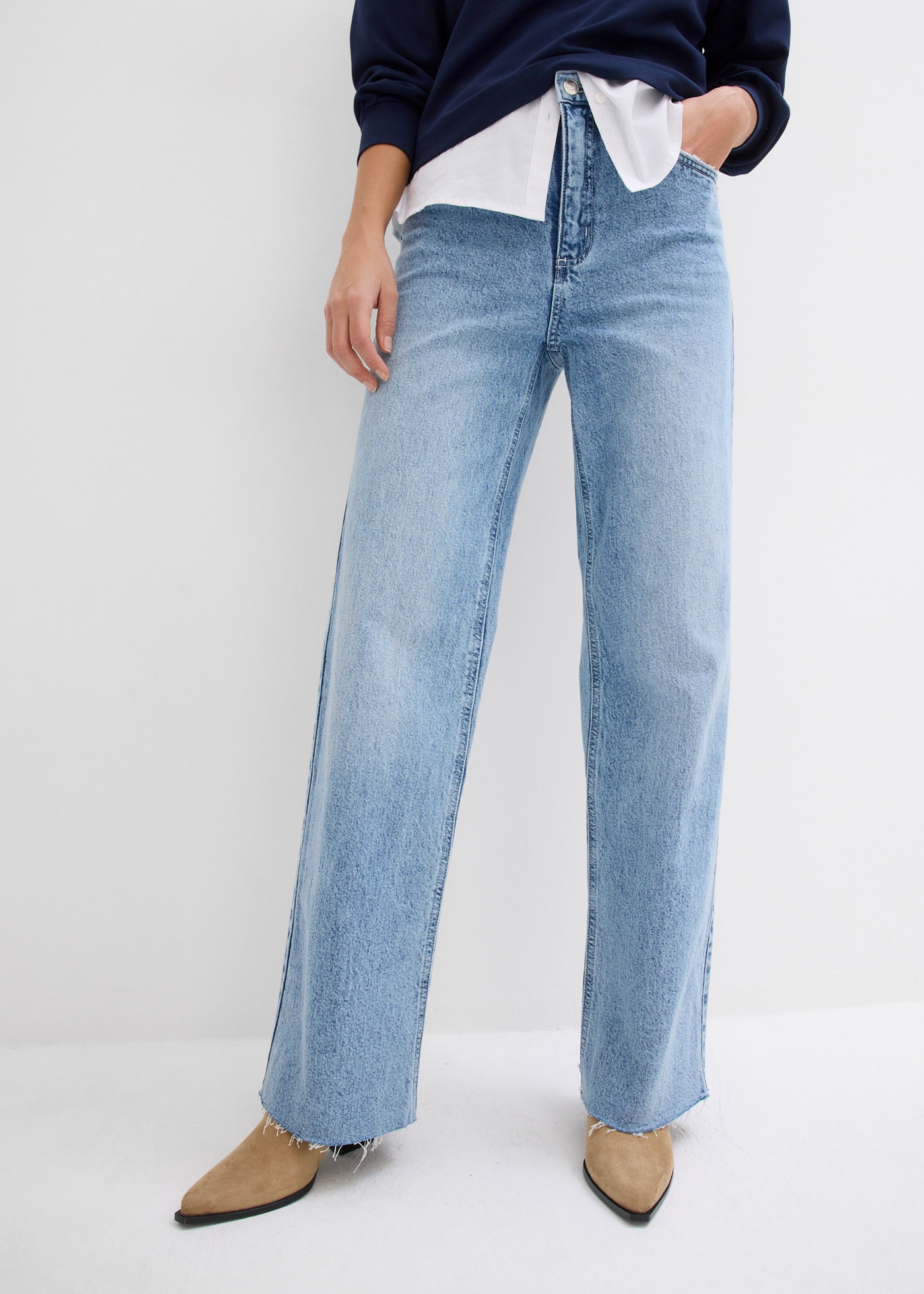 Image of bonprix Weite Jeans 1 tlg. Loose Fit, High Waist, mit Elasthan, aus leichter Baumwolle