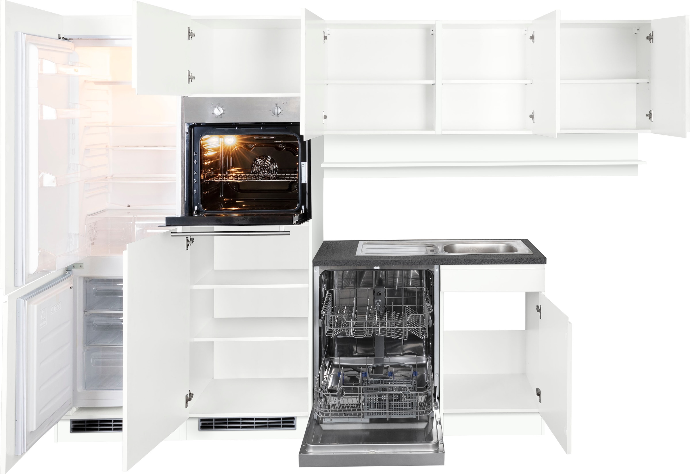 KOCHSTATION Winkelküche »KS-Virginia,neu in verbesserter Ausführung« Arbeitsplatte 38 mm stark, Stauraum, Softclose,  Stellbreite 290/180 cm, Soft-Close, ohne E-Geräte