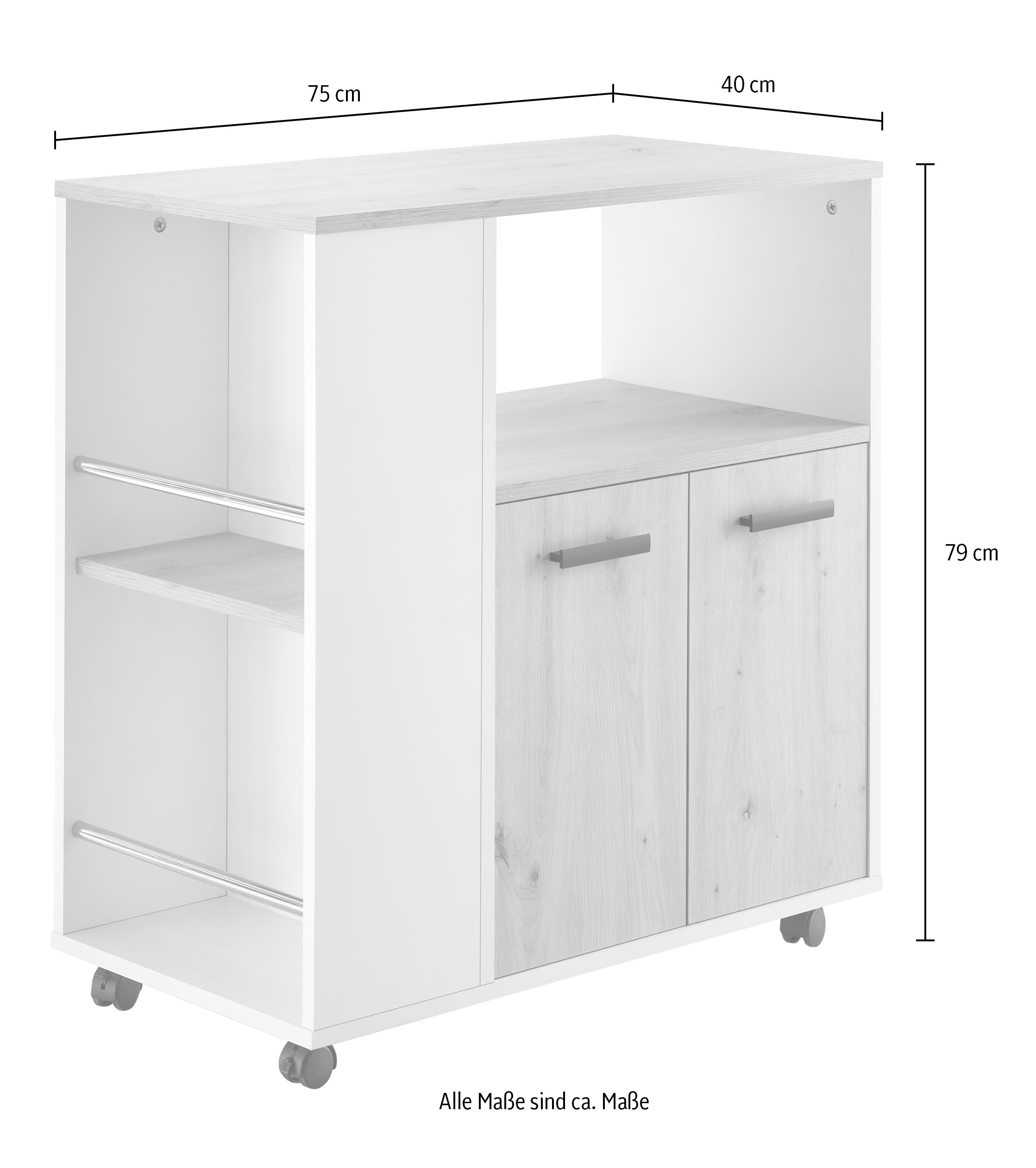 BASIC by Balculina Küchenwagen »Bartender,Rollwagen,Küchenwagen,Servierwagen« 1 Stk. tlg. Breite 75 cm, auf 4 Rollen, diverse Ablagen