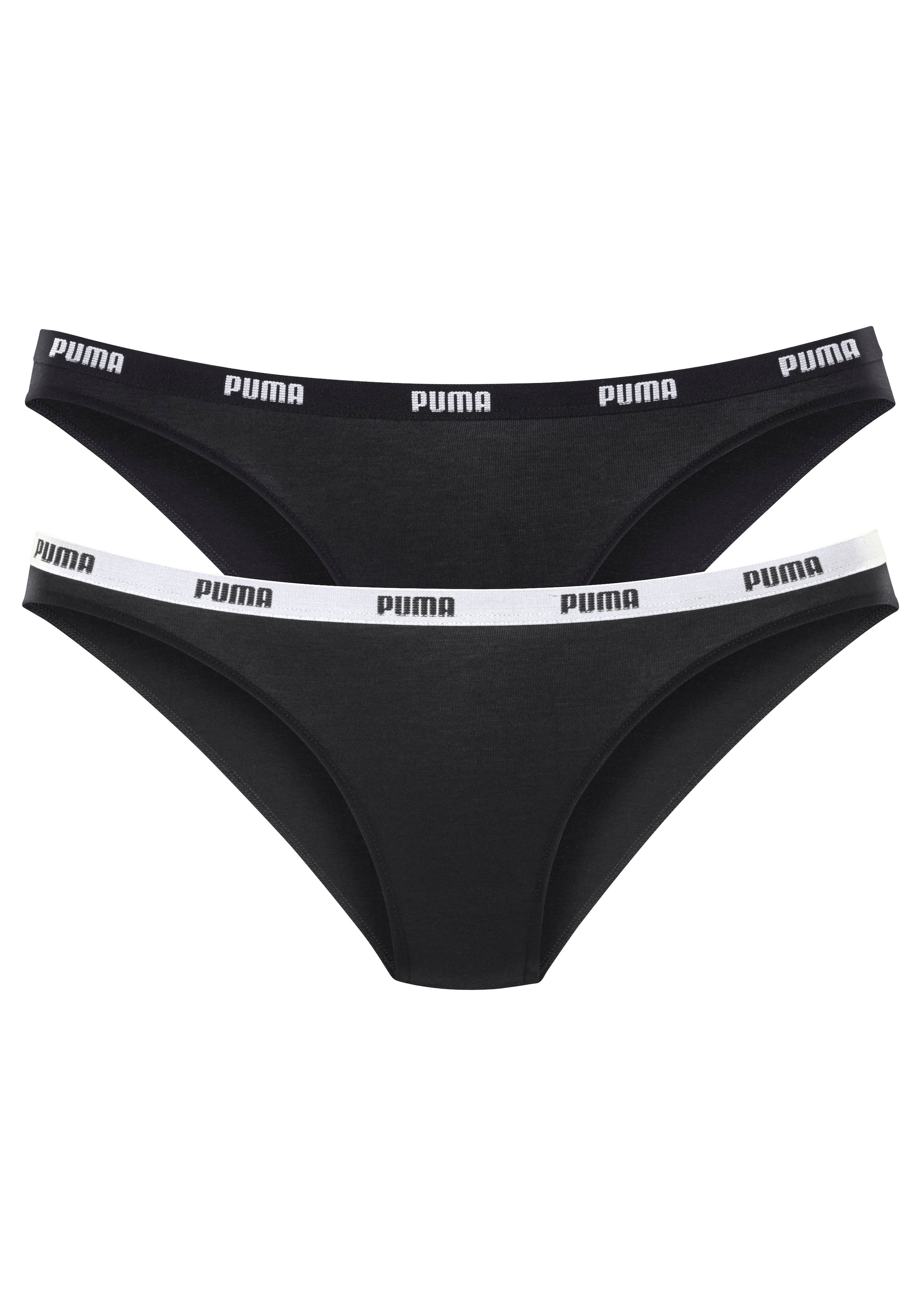 PUMA Bikinislip »Iconic« Packung, 2er-Pack,  mit schmalem Logo-Webbündchen