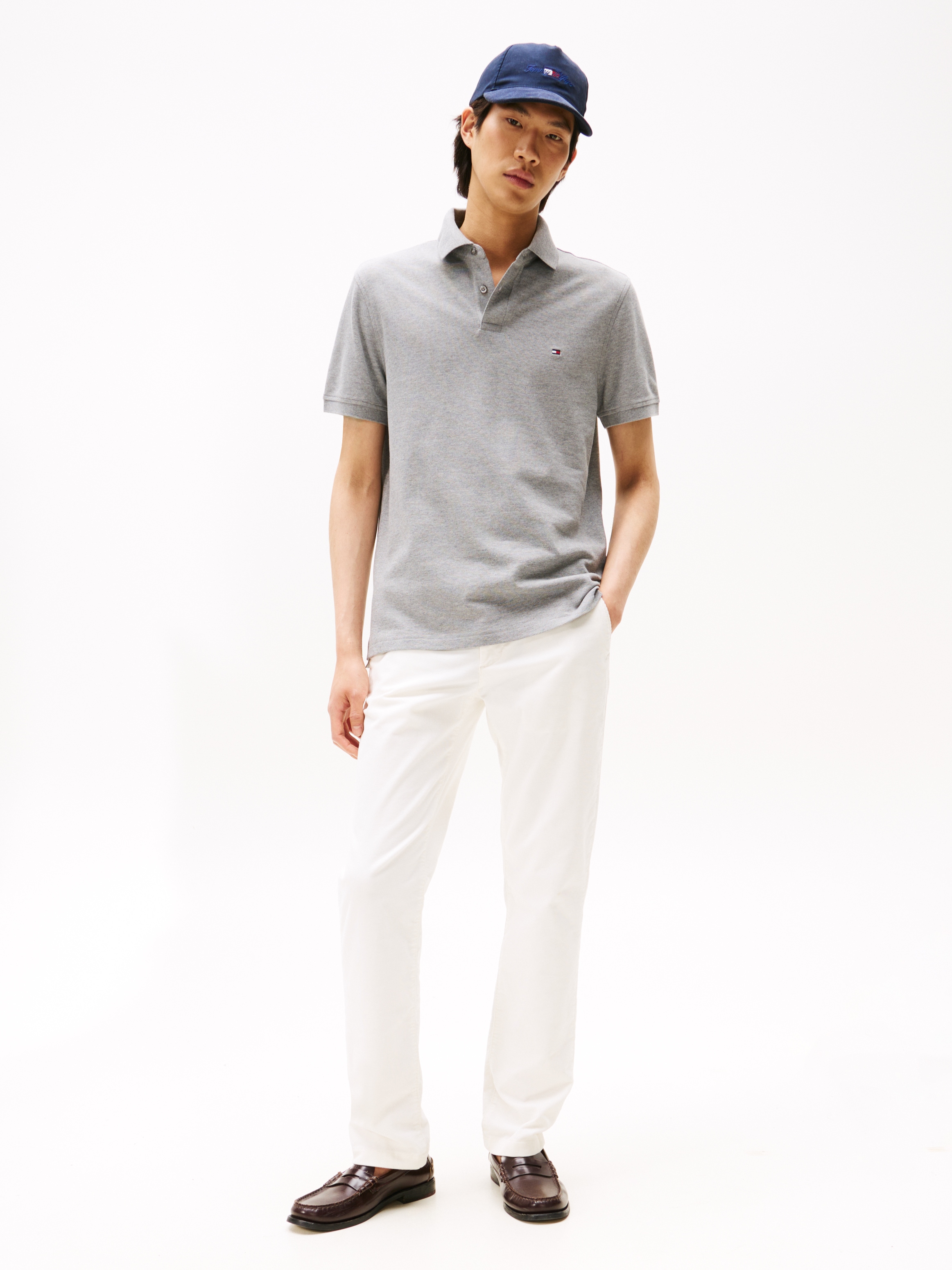 Tommy Hilfiger Poloshirt »1985 REGULAR POLO mit Kontraststreifen und Knopfleiste«, unifarben, sportlich, regular fit, Baumwollmix, Polokragen