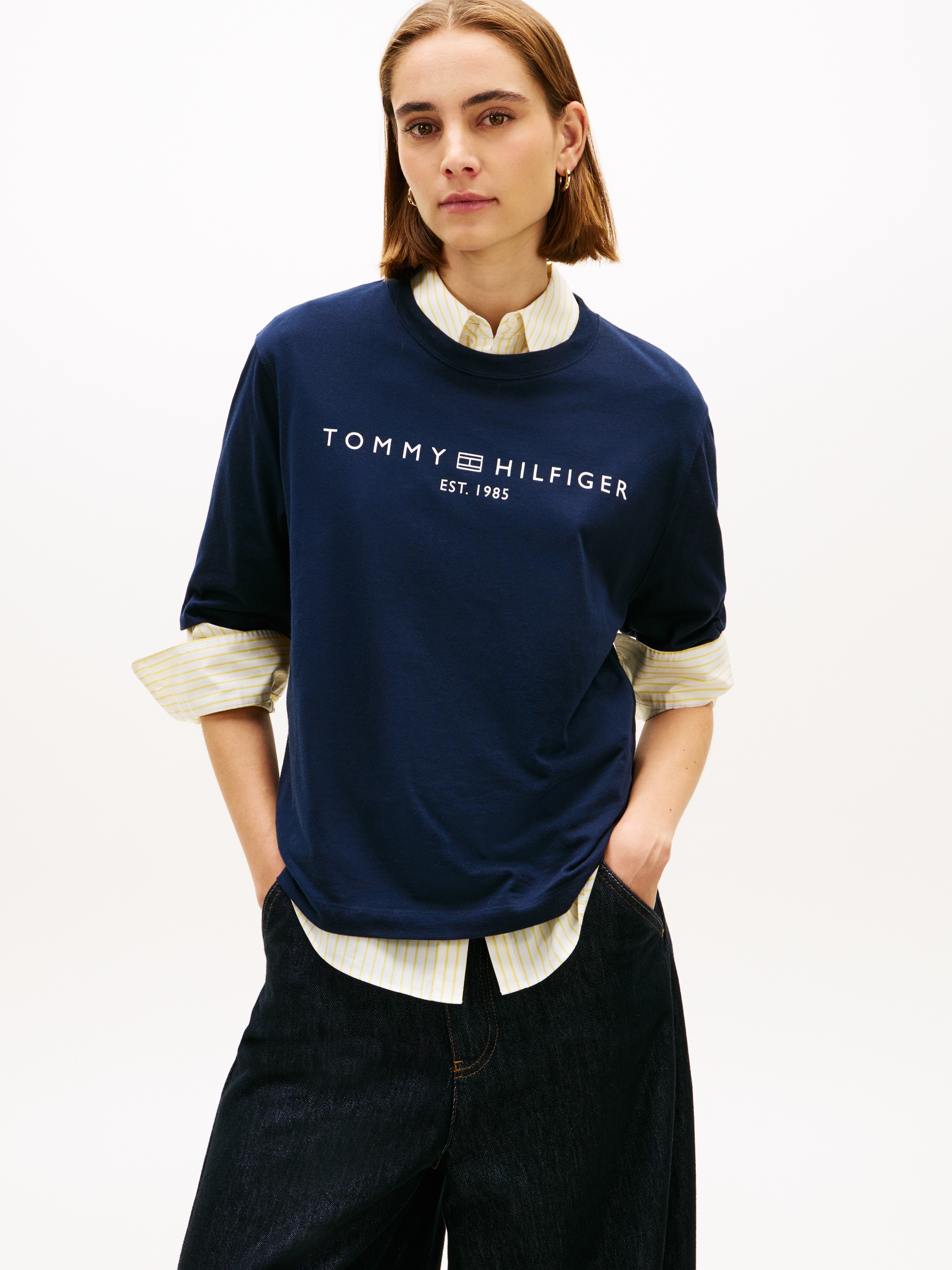 Image of Tommy Hilfiger Langarmshirt "CORP LOGO TRAPEZE C-NK TEE"