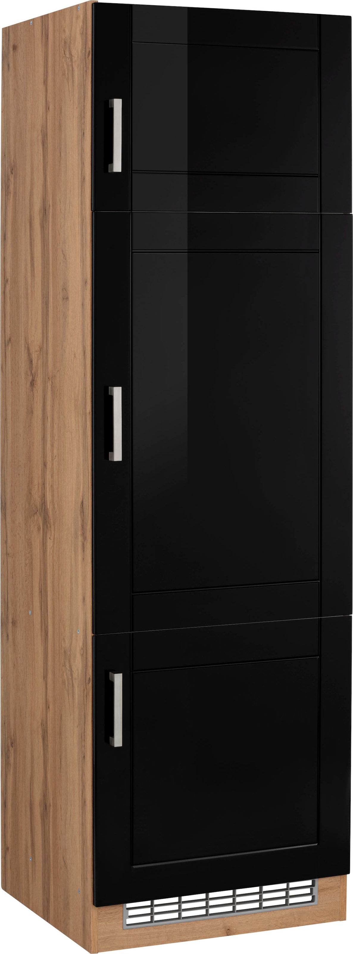 Image of KOCHSTATION Kühlumbauschrank "KS-Tinnum" 60 cm breit, 200 cm hoch, Metallgriffe, mit Nischenmass 88 cm