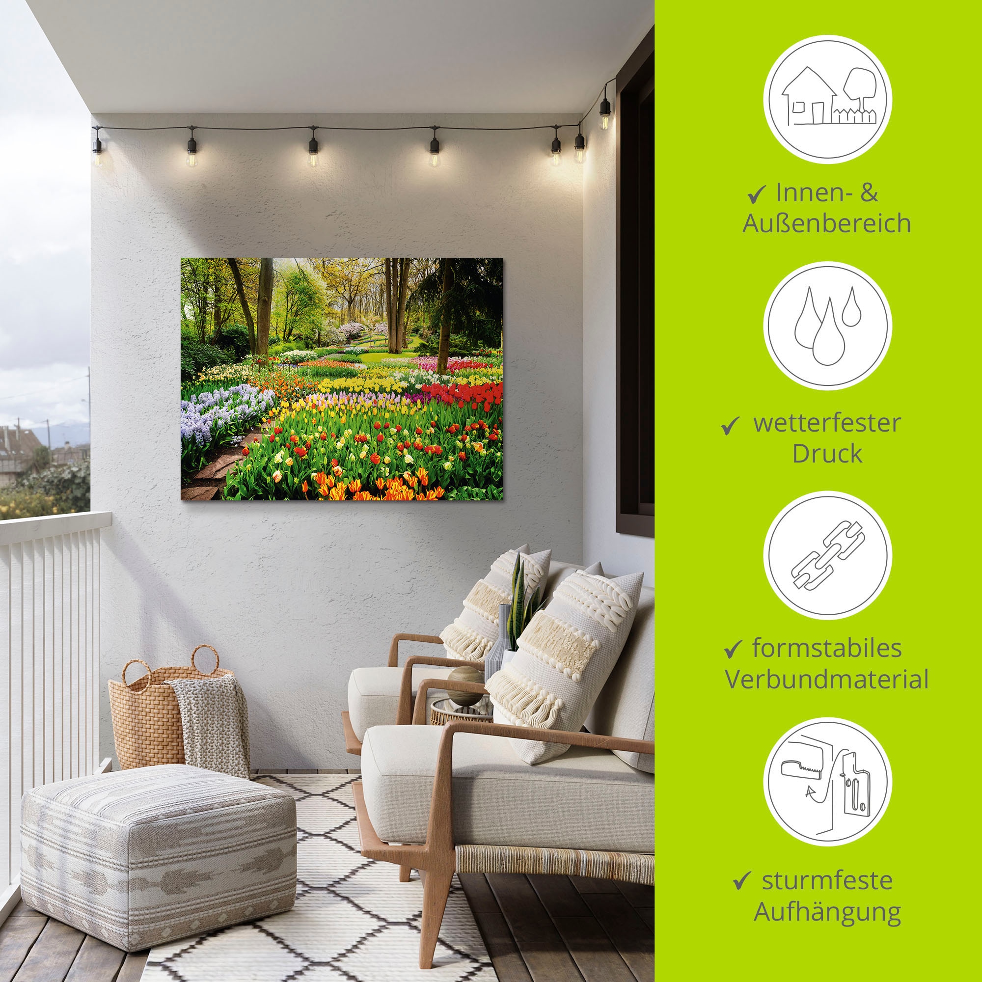 Artland Wandbild »Tulpen Garten Frühling«, Blumenwiese, (1 St.), als Alubild, Outdoorbild, Leinwandbild, Poster, Wandaufkleber
