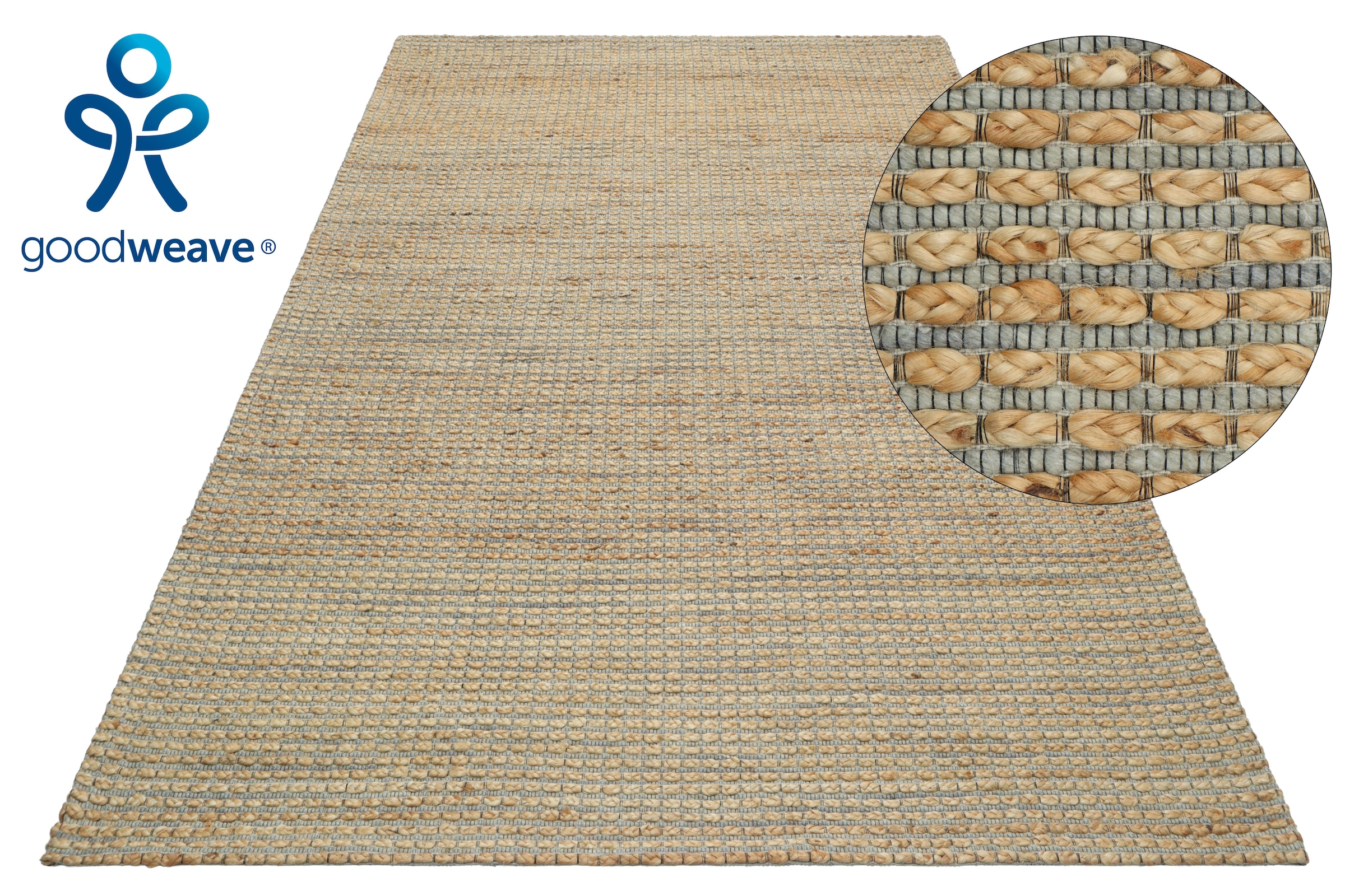 GOODproduct Teppich »Jerron, Jute-Mix, Flechtoptik« rechteckig 15 mm Höhe Scandi-Stil, Strukturgewebe, Wohnzimmer, Schlafzimmer, Esszimmer