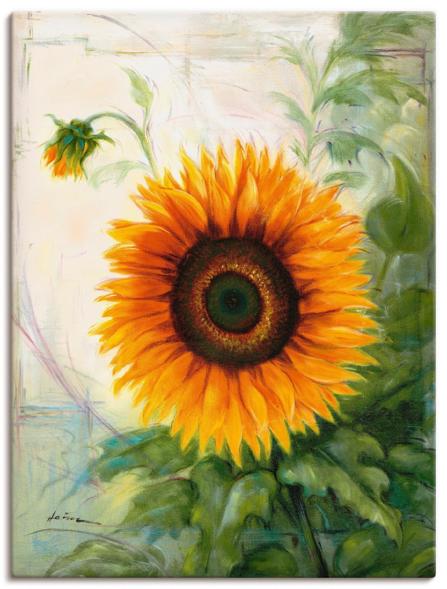 Image of Artland Leinwandbild "Sonnenblume" Blumen 1 Stk. tlg. auf Holzrahmen gespannt