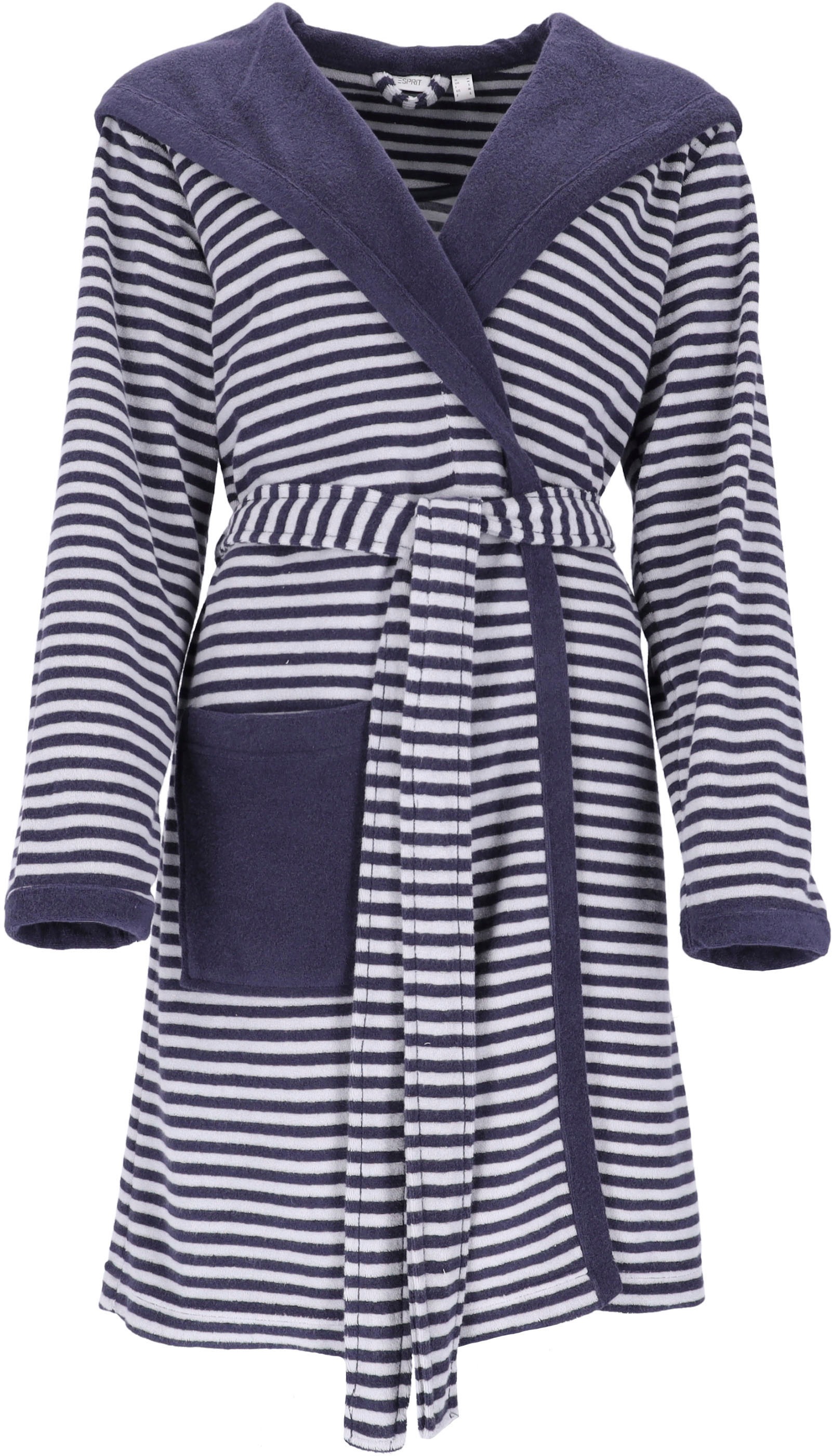 Image of Esprit Damenbademantel "Striped Hoody" 1 Stk. gestreift, mit Kaputze & Logostickerei, kurz