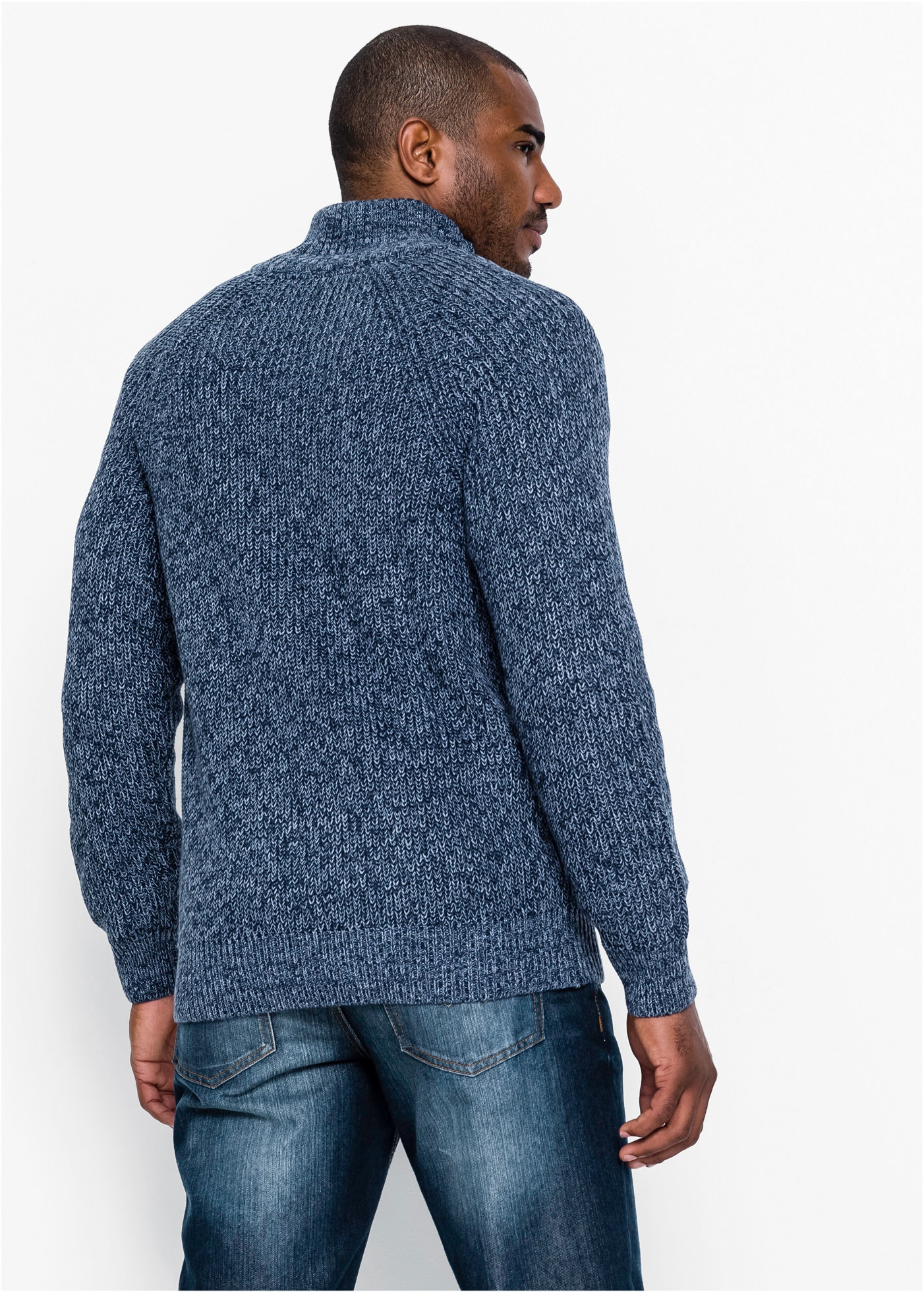 bonprix Veste en tricot mit Stehkragen, Regular Fit, meliertes Garn