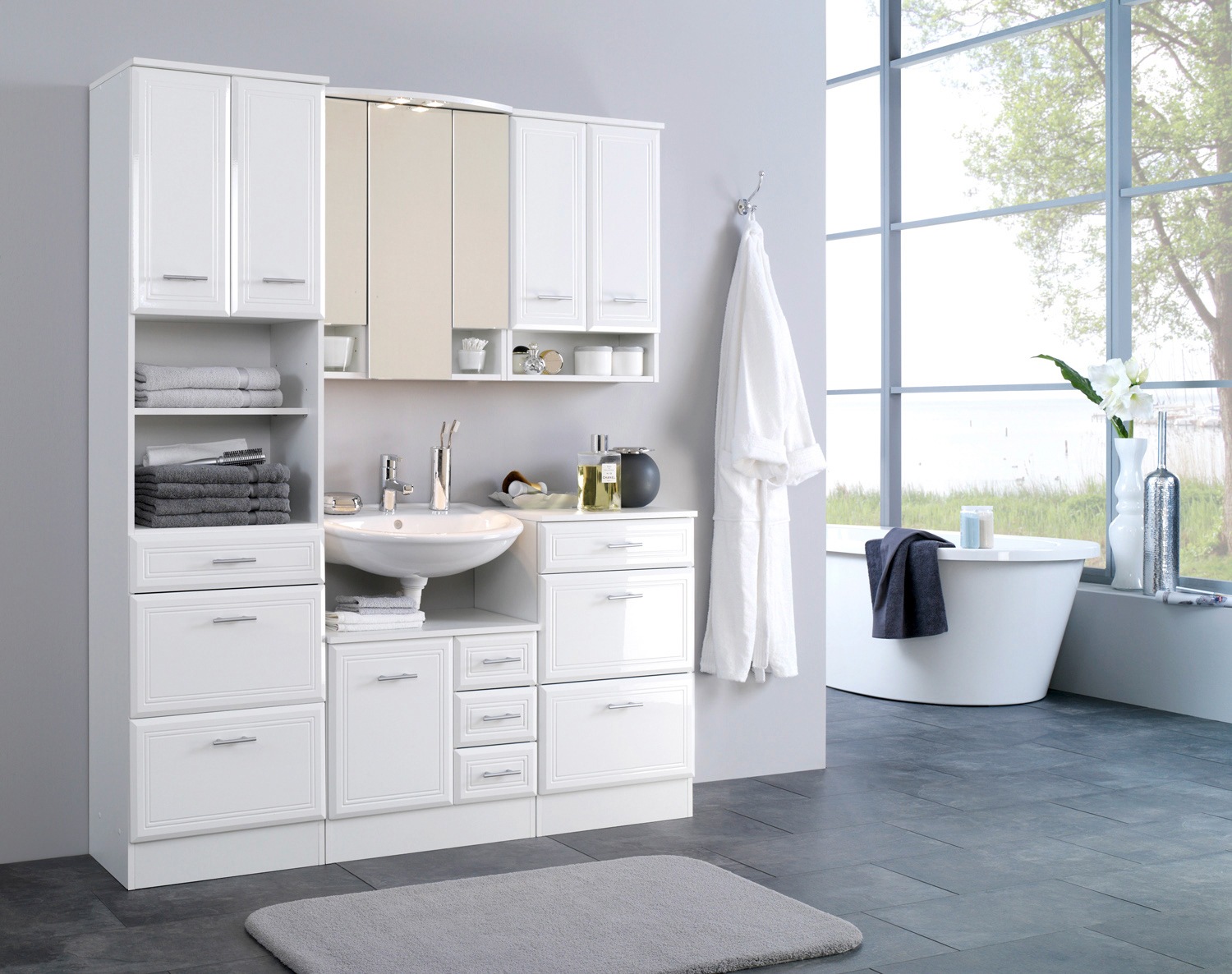 welltime Hängeschrank "Neapel" Breite 50 cm, mit Hochglanzfronten und eleganter Fräsung
