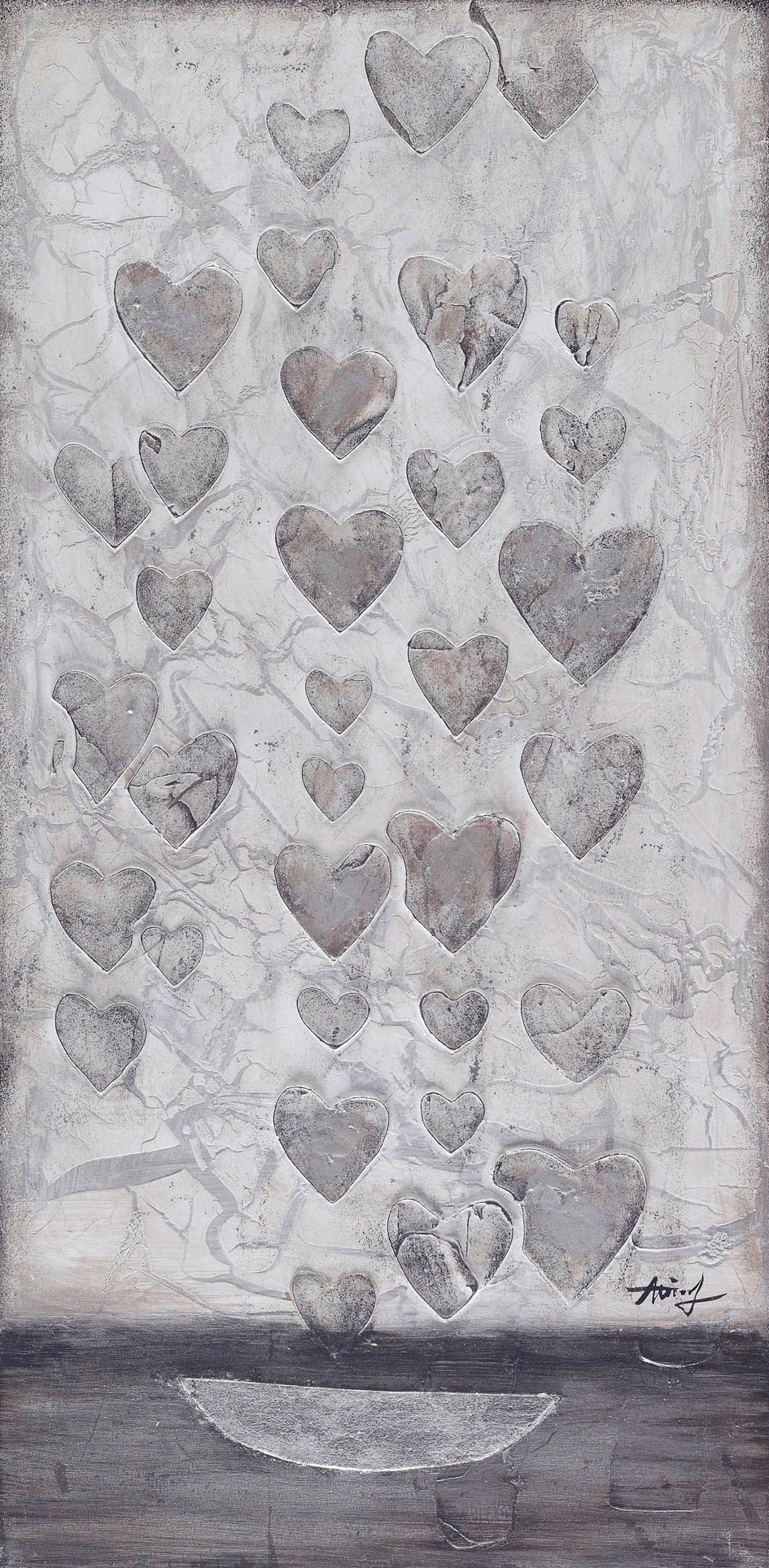 Image of Bönninghoff Ölbild "Ölgemälde, Herzen" 1 Stk. tlg. handgefertigt