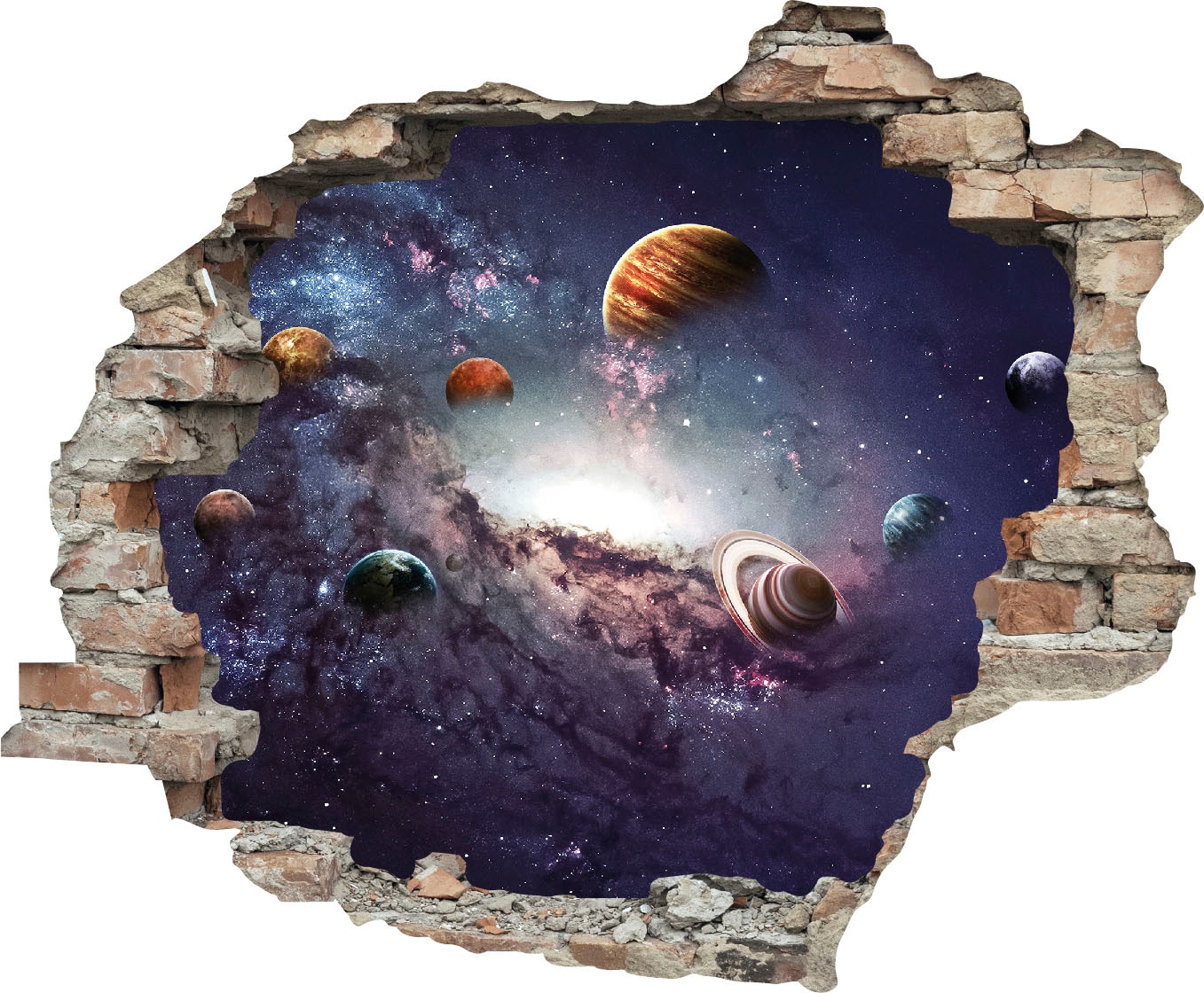 Image of queence Wandtattoo "Planeten" Wandsticker, Wandbild, selbstklebend, 3D, Wanddurchbruch