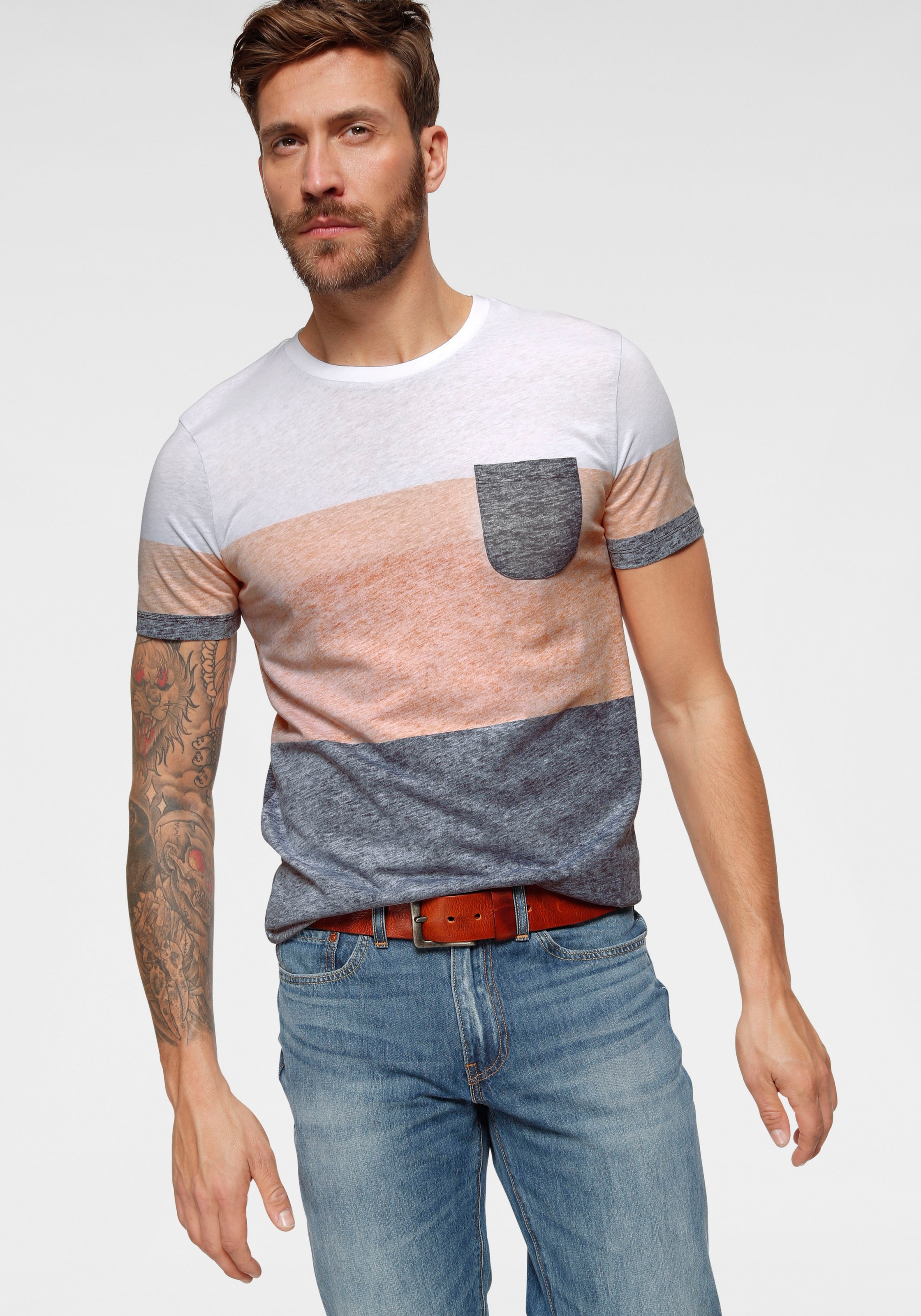 Image of TOM TAILOR Denim T-Shirt, mit Streifen bei Ackermann Versand Schweiz