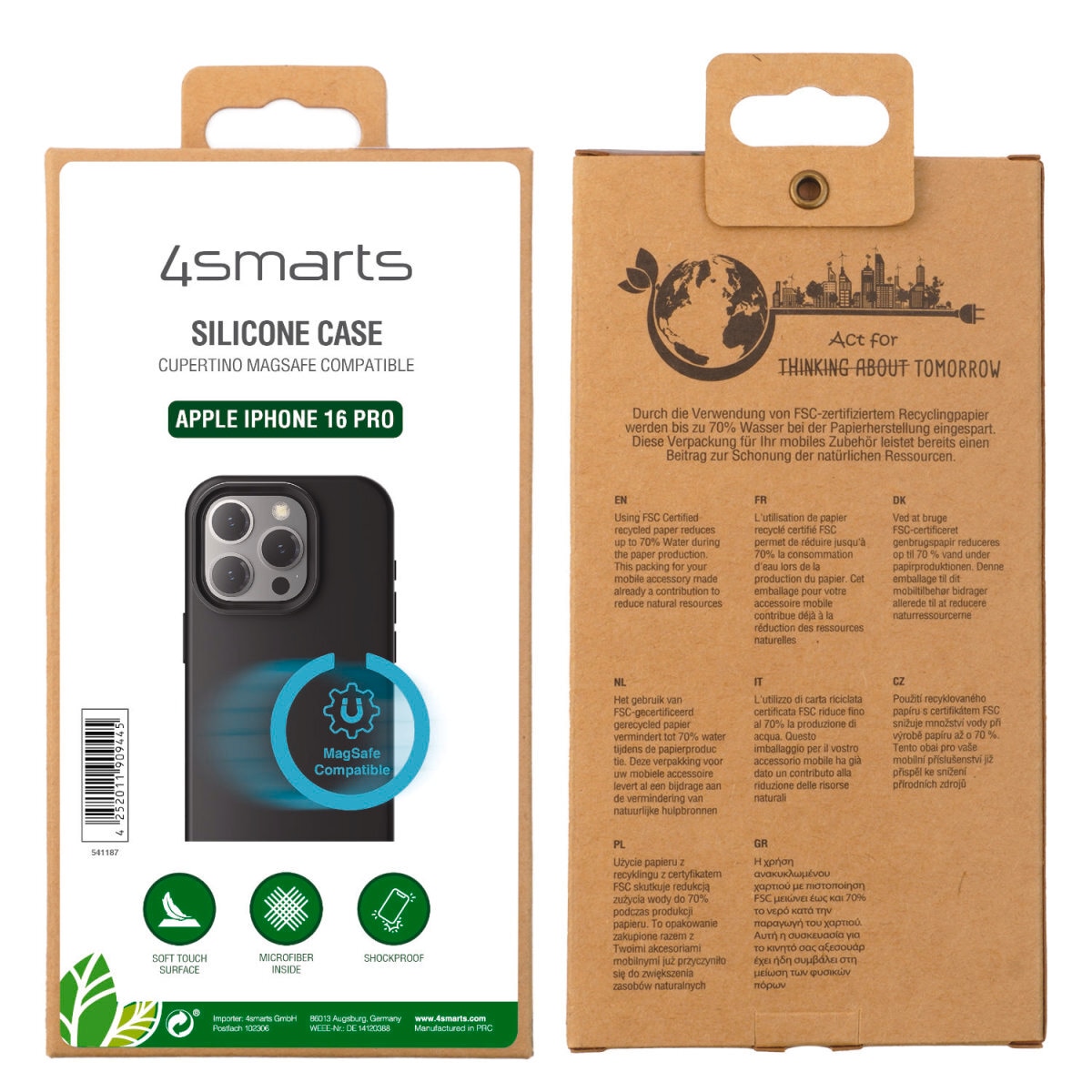 4smarts Handyhülle »Silikon Case Cupertino für Apple iPhone 16 Pro«, Backcover, Schutzhülle, Handyschutzhülle, Case, Schutzcase, stossfest