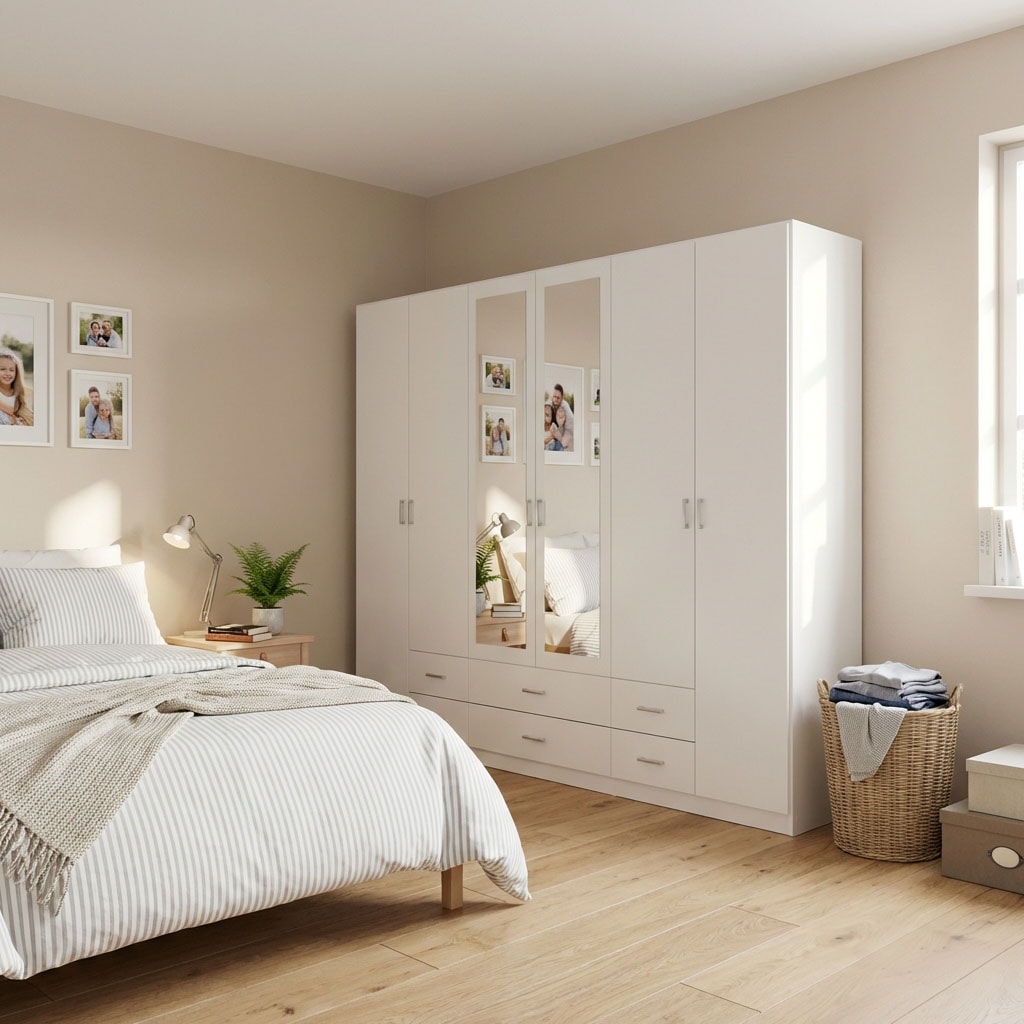 rauch Armoires à vêtements »Schrank Garderobe Ankleide GAMMA Breiten 91/136/181/226/271/315/360 cm« in 3 Ausstattungen BASIC/CLASSIC/PREMIUM (inkl. SOFT-CLOSE-Funktion),  verschiedene Griff-Varianten, mit Spiegel TOPSELLER MADE IN GERMANY