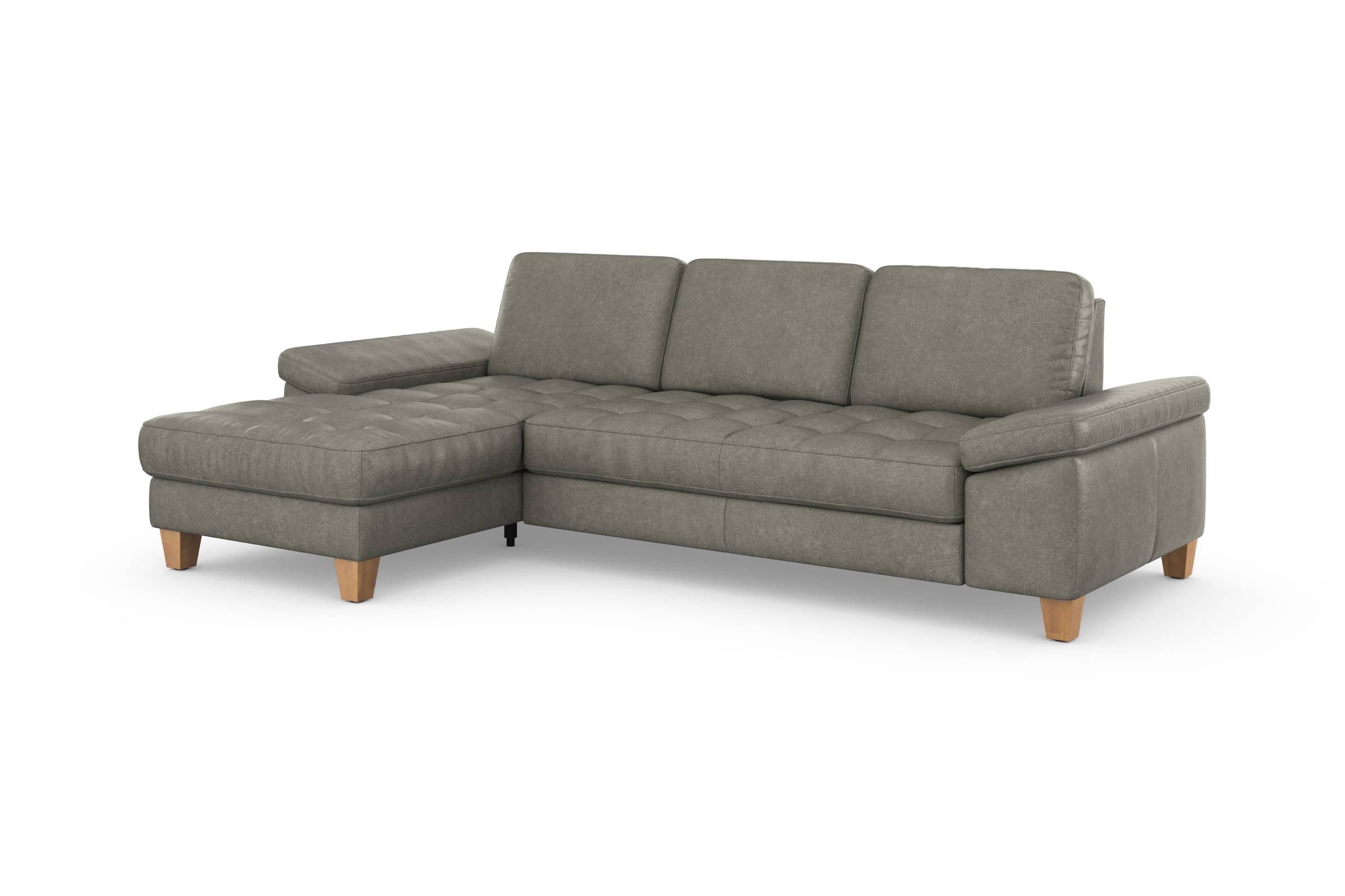 sit&more Ecksofa »Westham L-Form«, mit Recamiere, mit oder ohne Bettfunktion, Bettkasten, Füsse Eiche