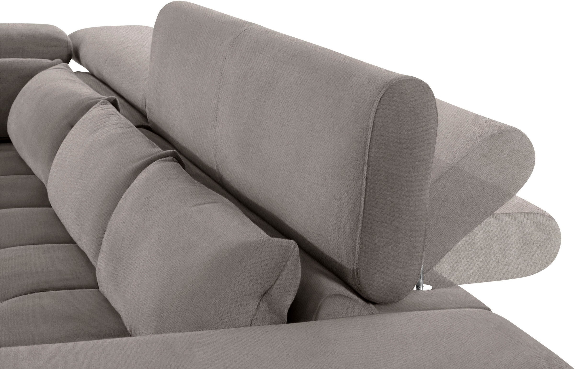 COTTA Ecksofa »Orion L-Form«, mit Kopfteilverstellung & 5 Nierenkissen