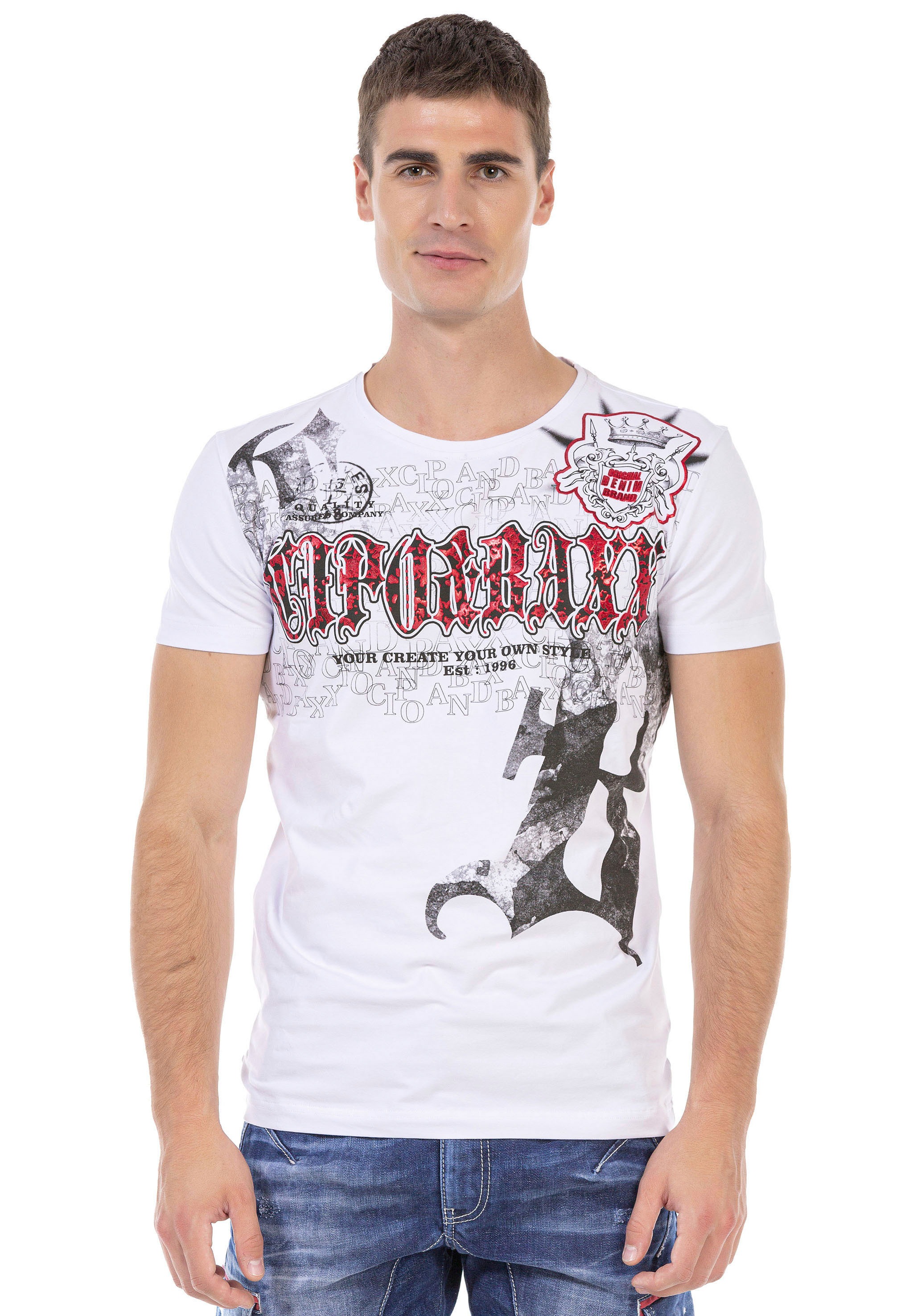 Image of Cipo & Baxx Rundhalsshirt, mit coolem Print bei Ackermann Versand Schweiz