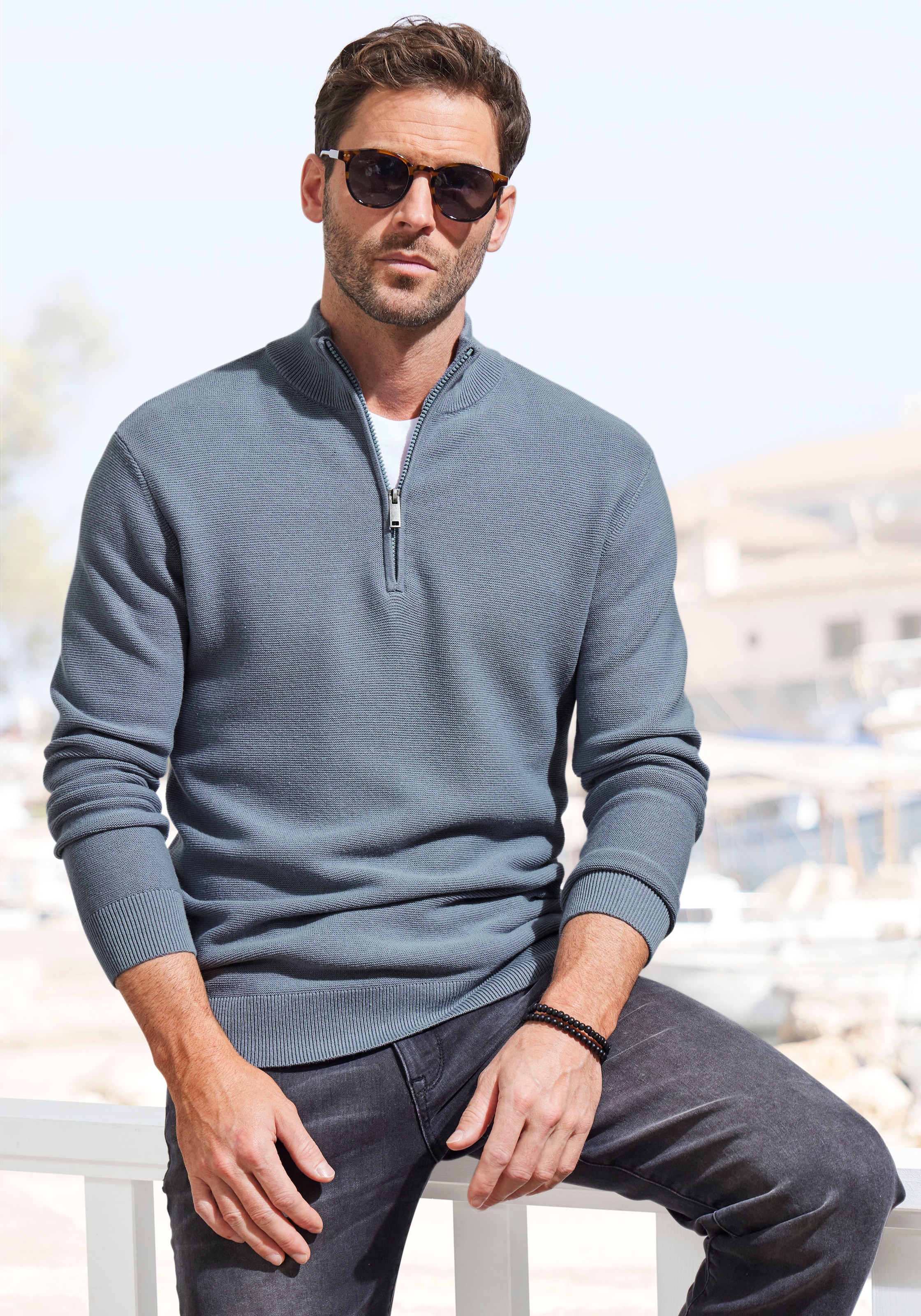 AUTHENTIC LE JOGGER Troyer, Pullover mit Stehkragen und Reissverschluss