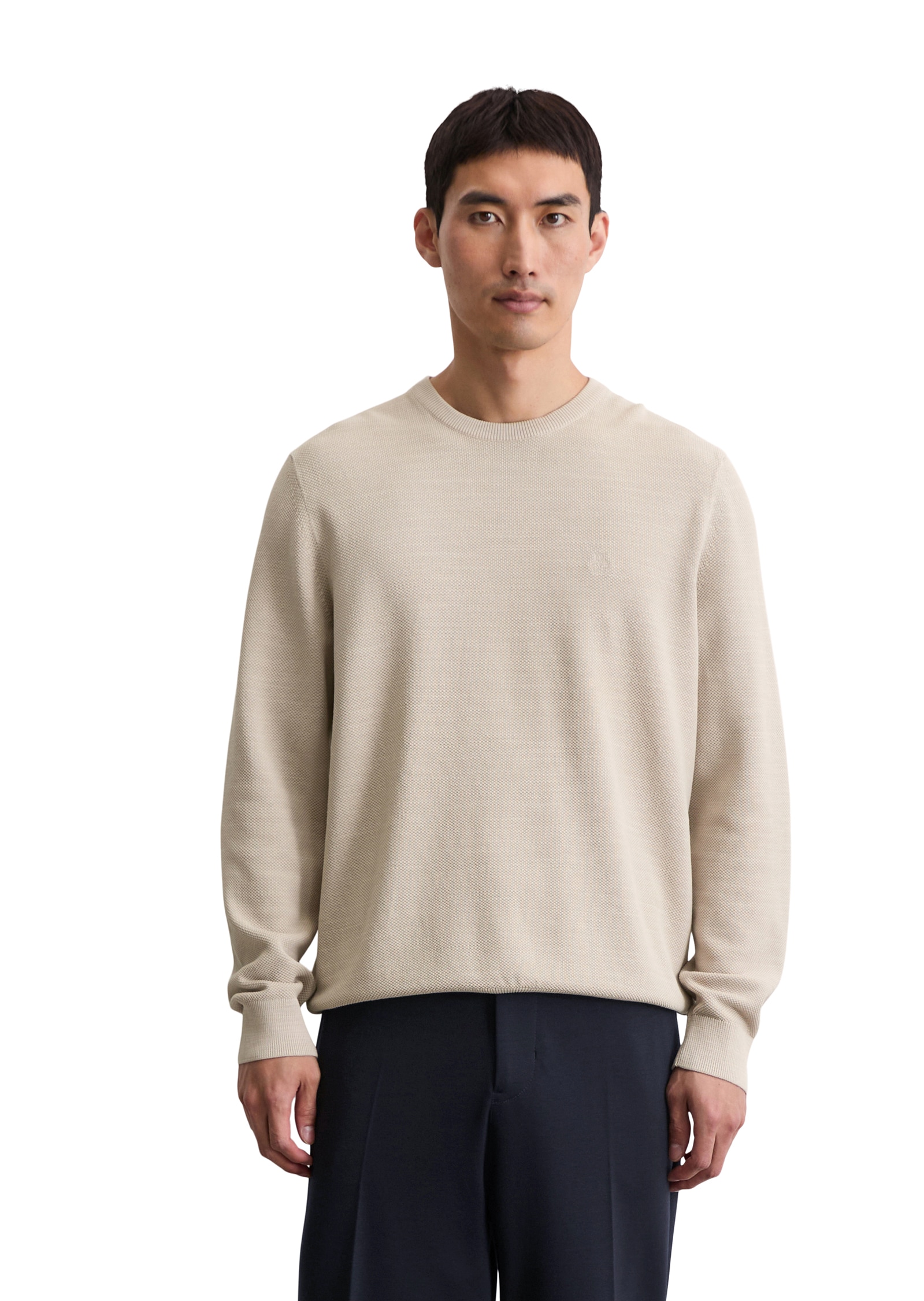 Marc O'Polo Pull à col rond in Piqué-Struktur