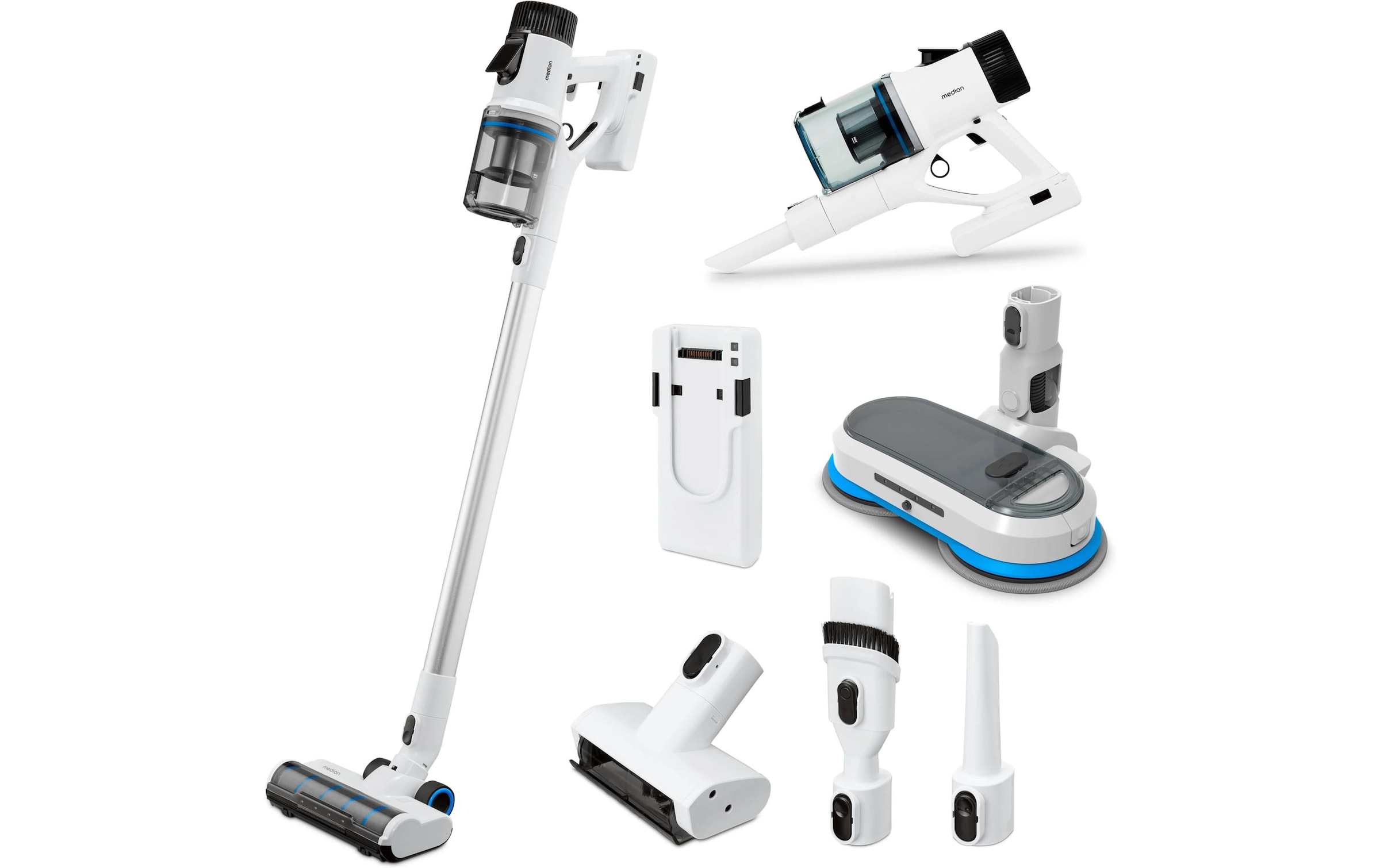Medion® Akku-Stielstaubsauger »P400 W+ mit Wischaufsatz«