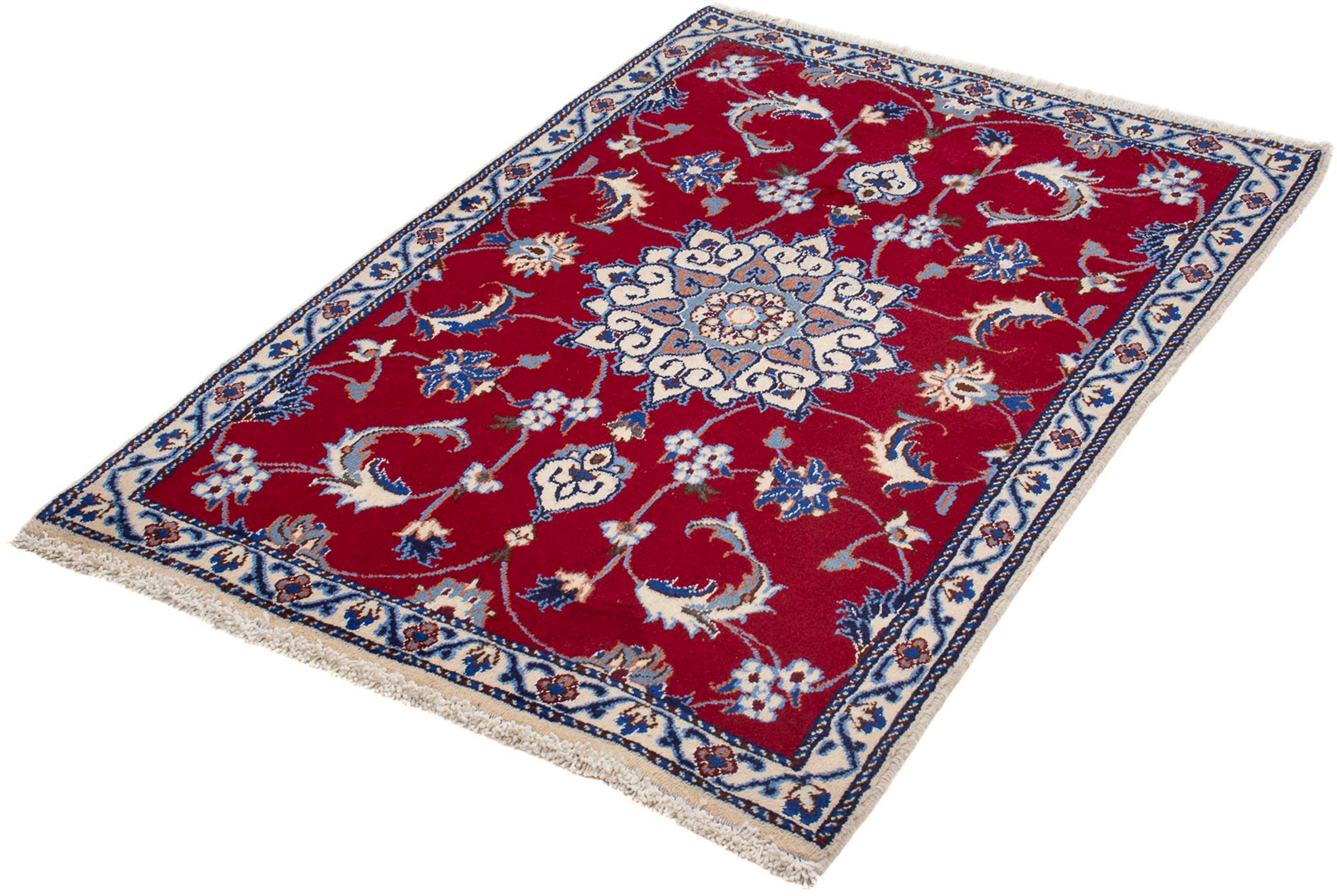 Image of morgenland Orientteppich »Perser - Nain - 127 x 84 cm - dunkelrot«, rechteckig, 10 mm Höhe, Wohnzimmer, Handgeknüpft, Einzelstück mit Zertifikat bei Ackermann Versand Schweiz